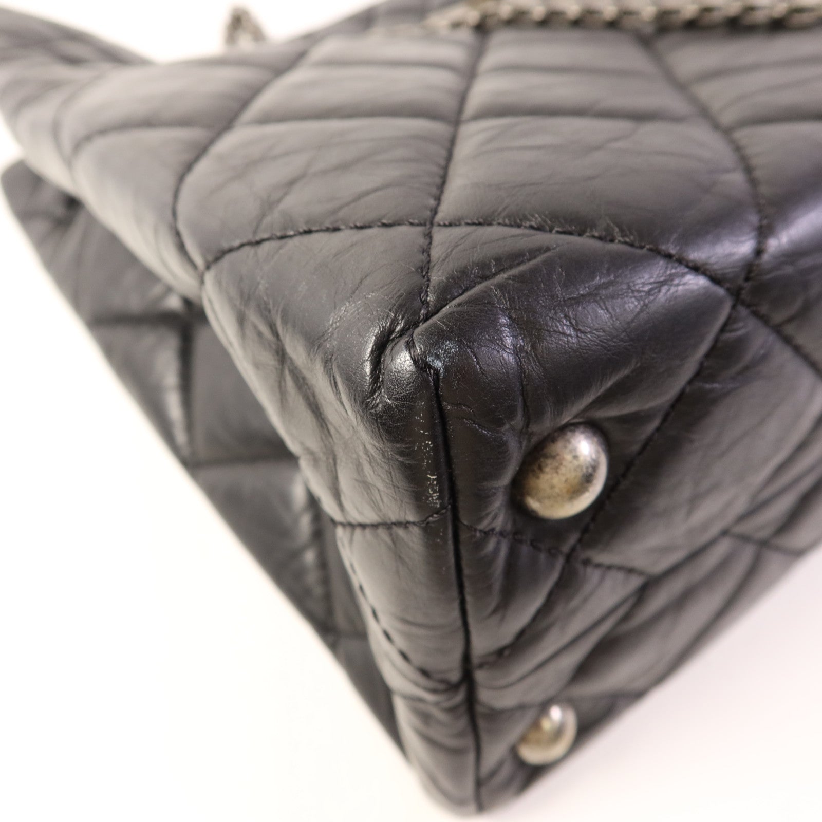 CHANEL 牛皮皮革2.55銀扣手挽袋