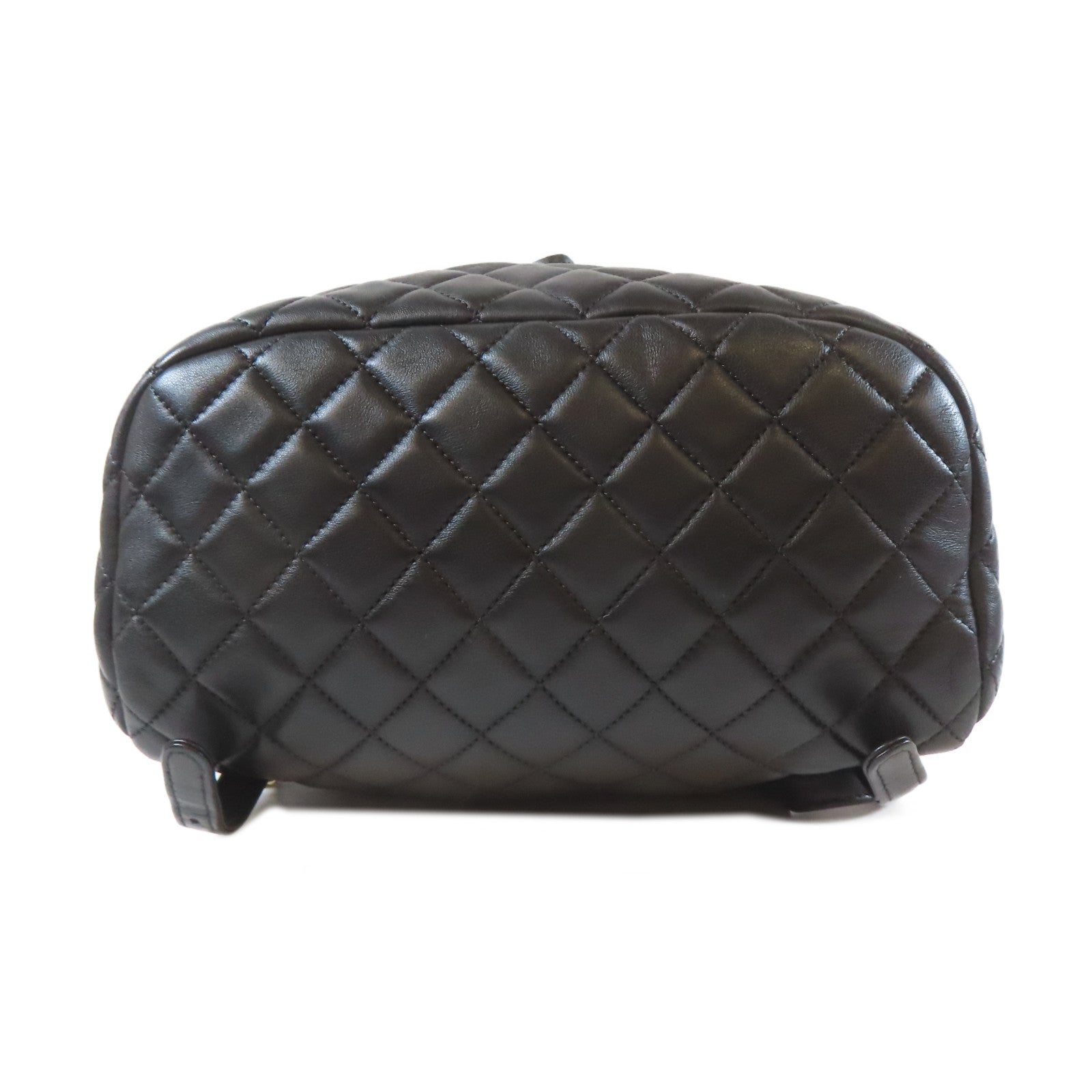 CHANEL 菱格羊皮皮革Backpack金扣背包黑色