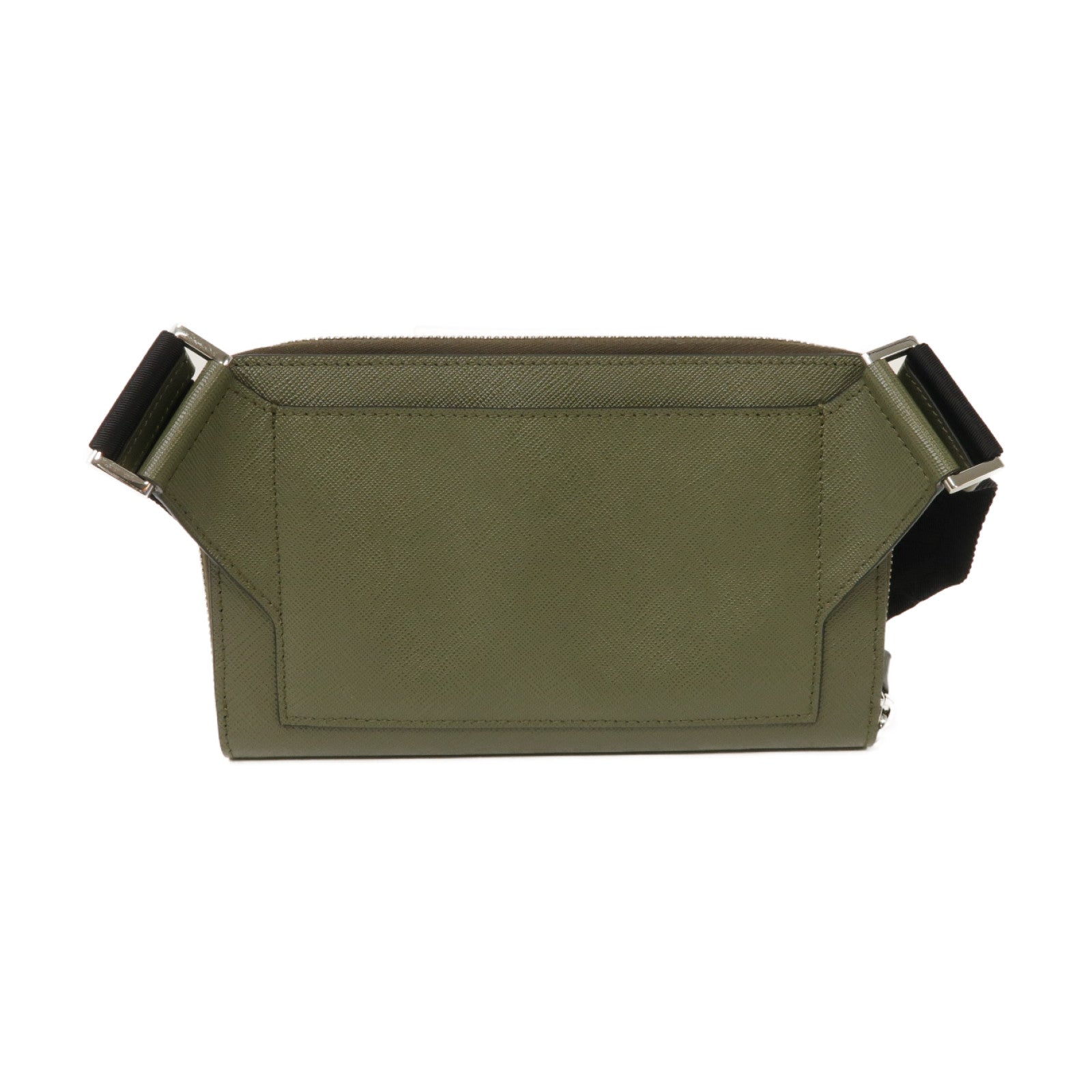 PRADA Saffiano皮革Belt Bag銀扣腰包綠色