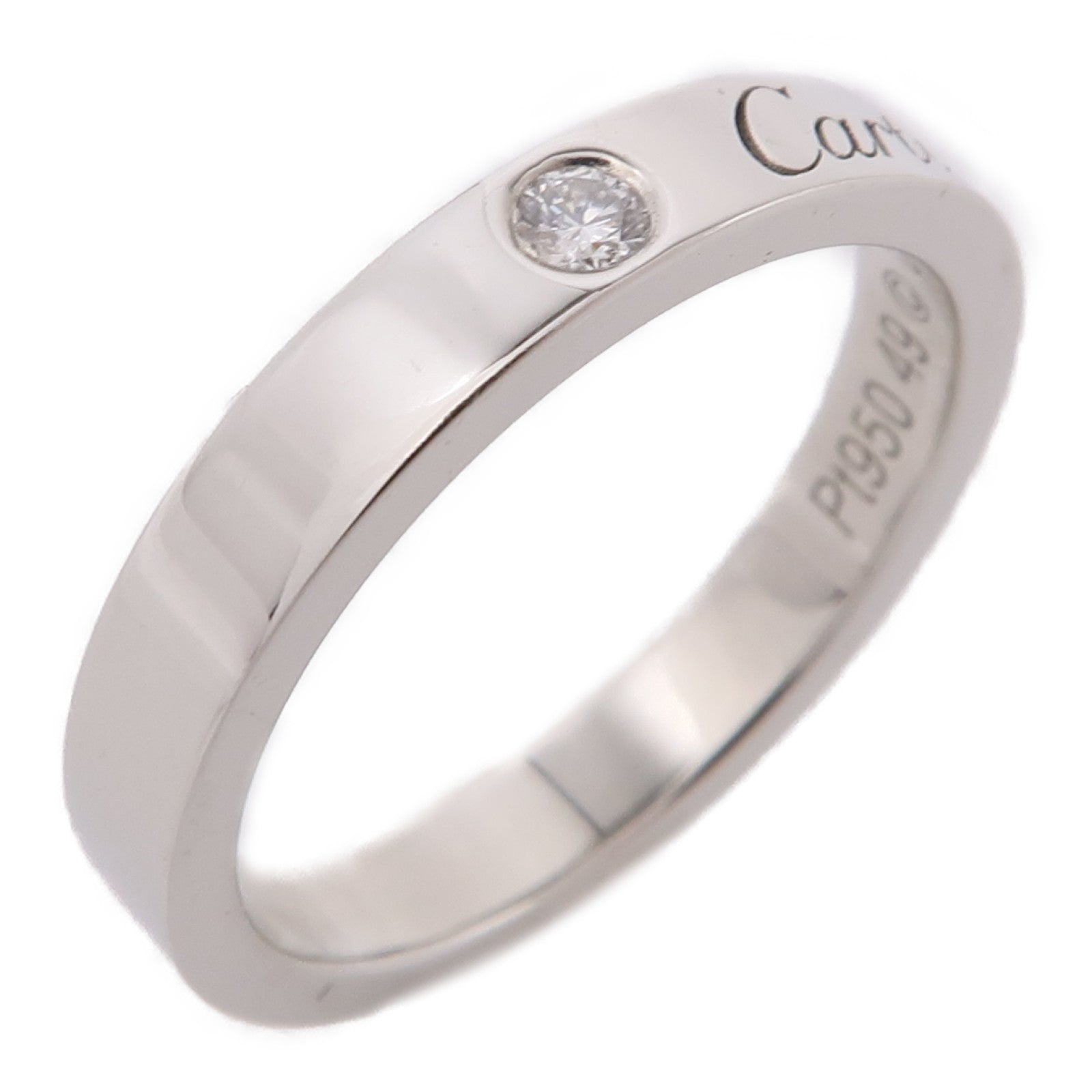 CARTIER PT900鉑金Wedding Ring鑽石戒指Cartier#49/US#4.75