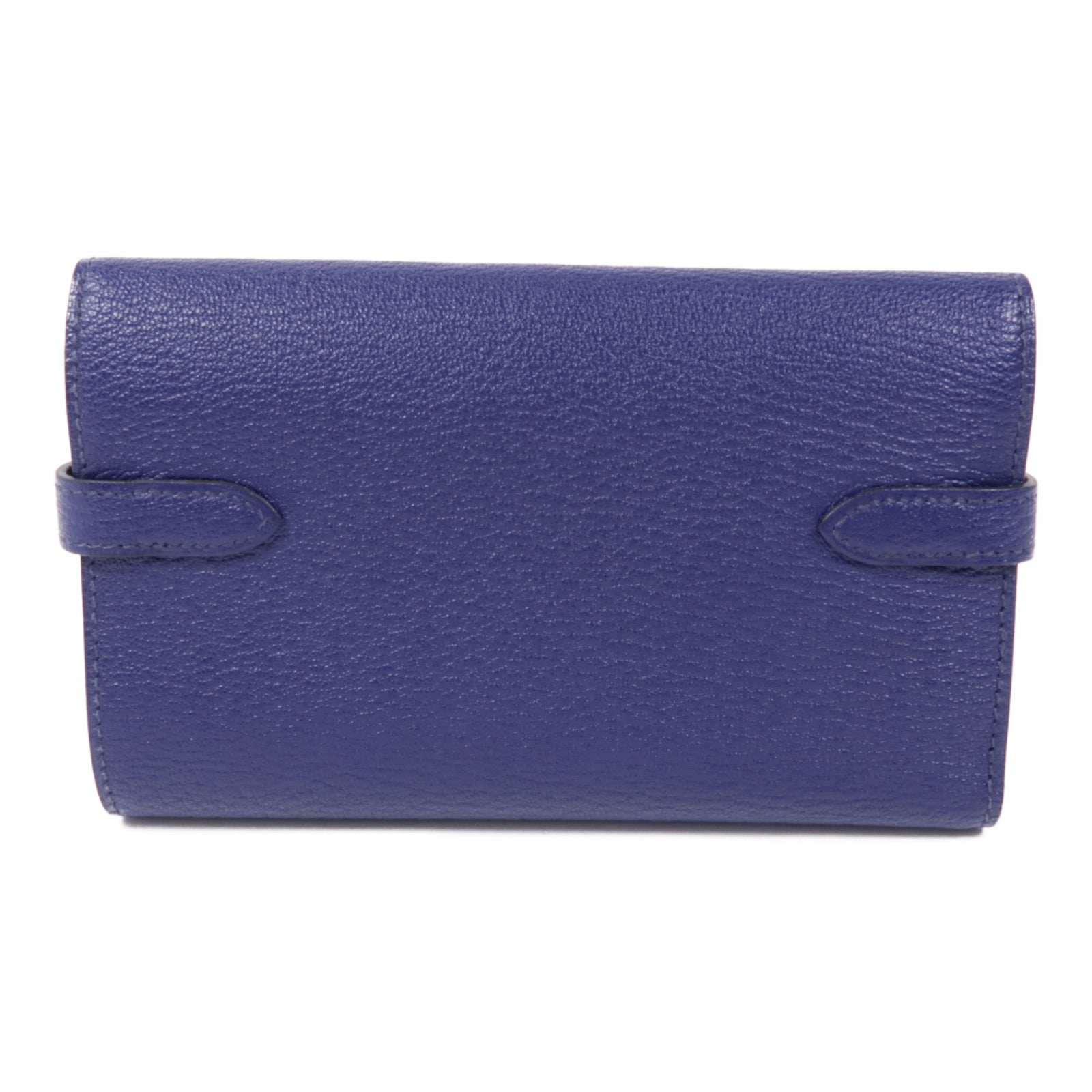 HERMES Chevre皮革Kelly Wallet錢包Bleu Encre