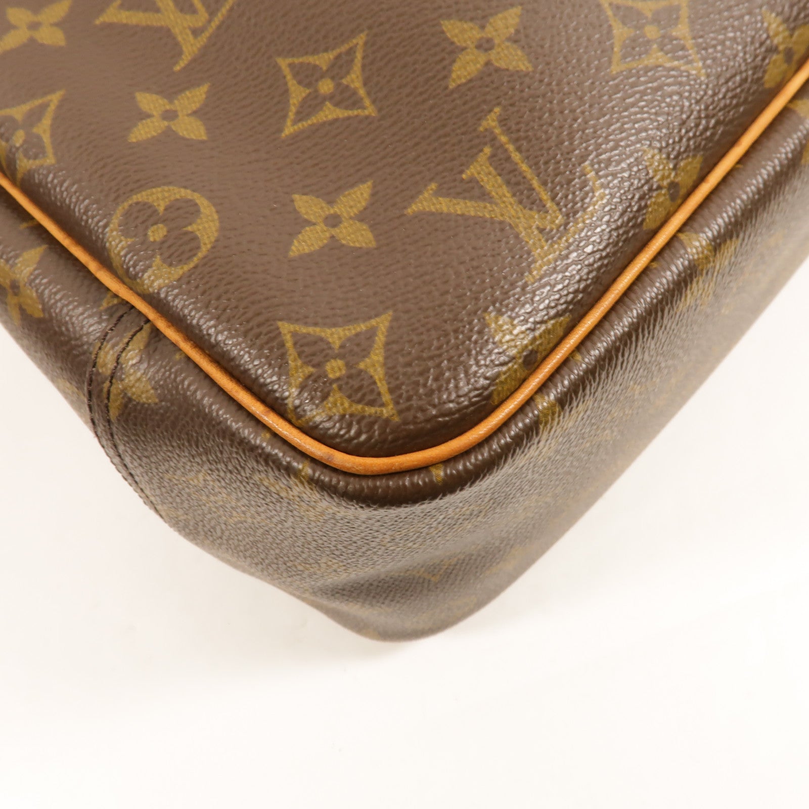 LOUIS VUITTON Monogram Deauville金扣手挽袋棕色