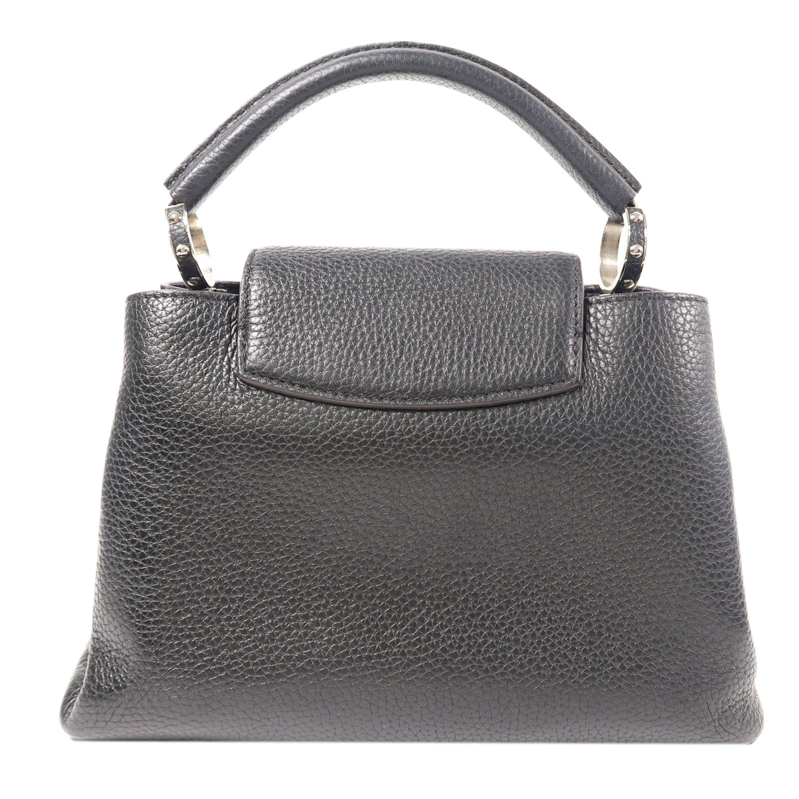 LOUIS VUITTON 牛皮皮革Capucines銀扣手挽肩背兩用袋黑色