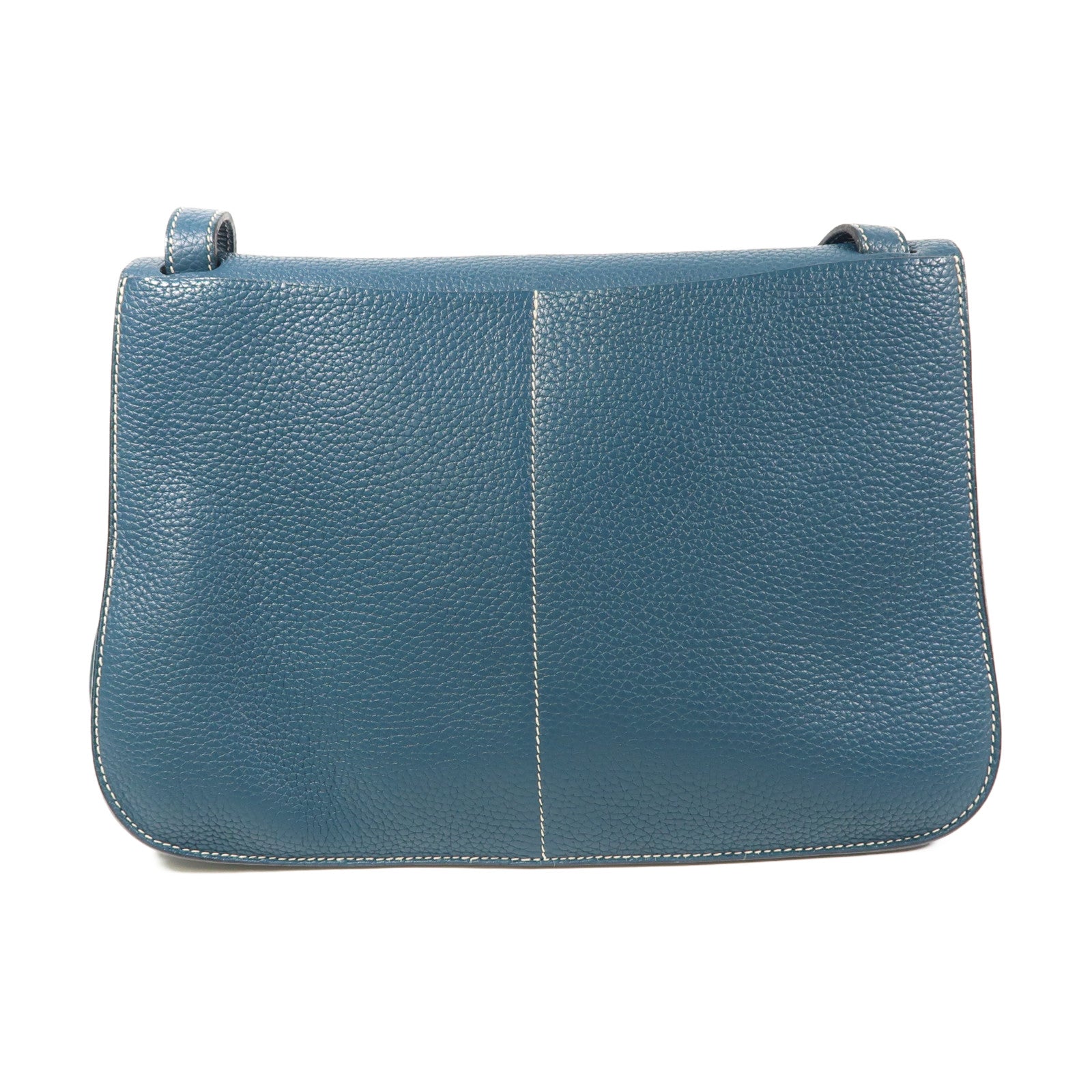 HERMES Clemence皮革Halzan 31銀扣手挽肩背兩用袋Bleu Ocean