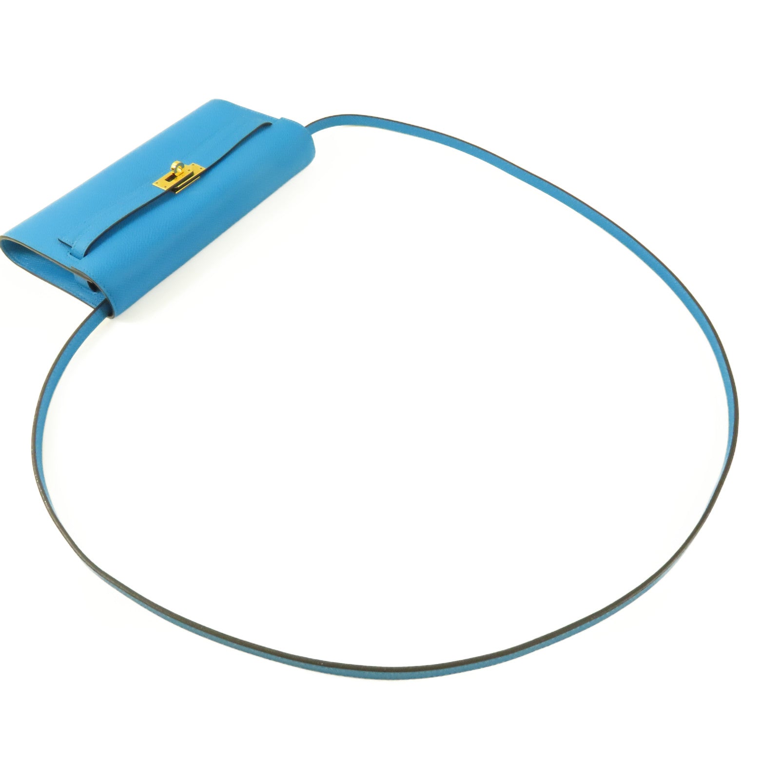 HERMES Epsom皮革Kelly To Go金扣肩背袋Blue Zanzibar