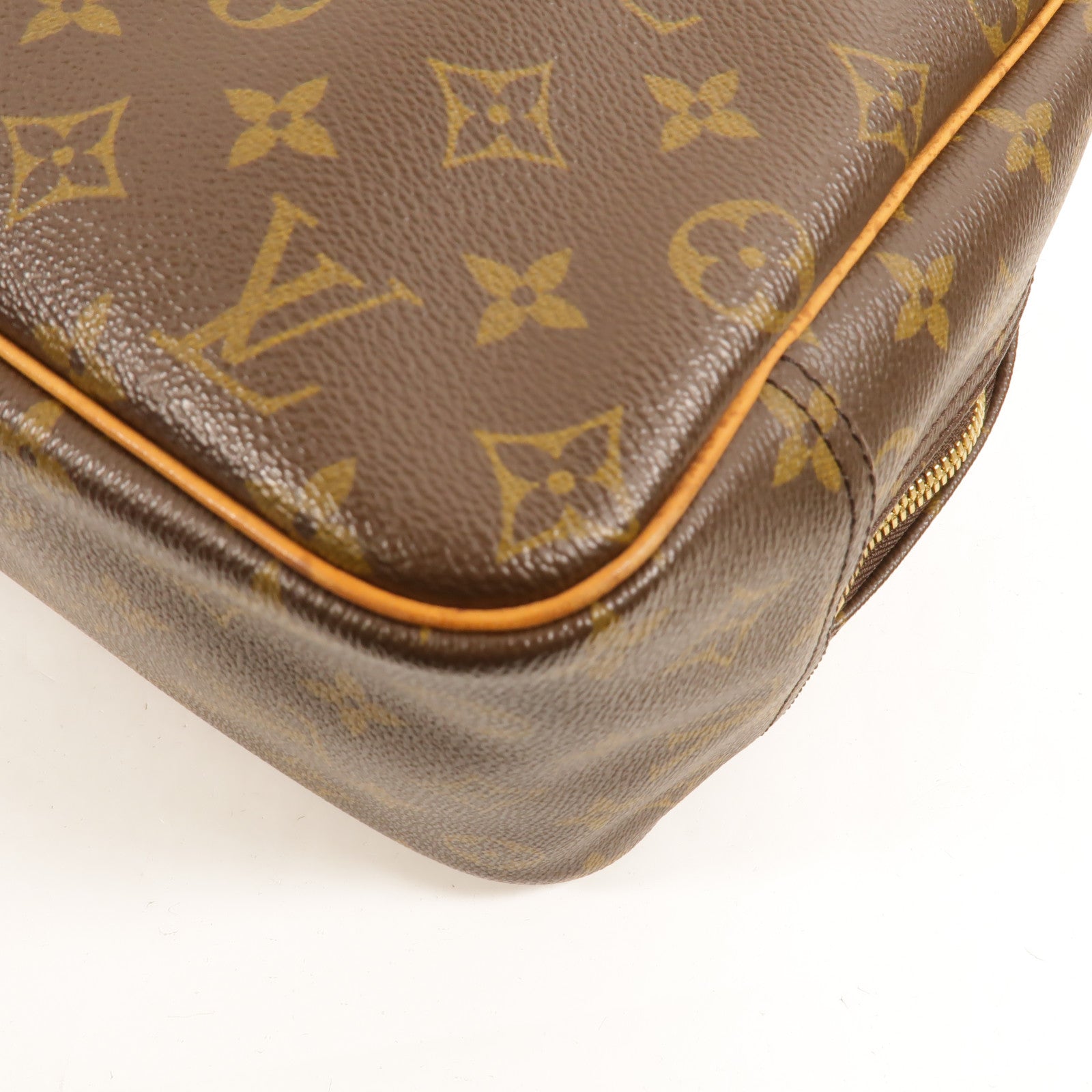 LOUIS VUITTON Monogram Deauville金扣手挽袋棕色