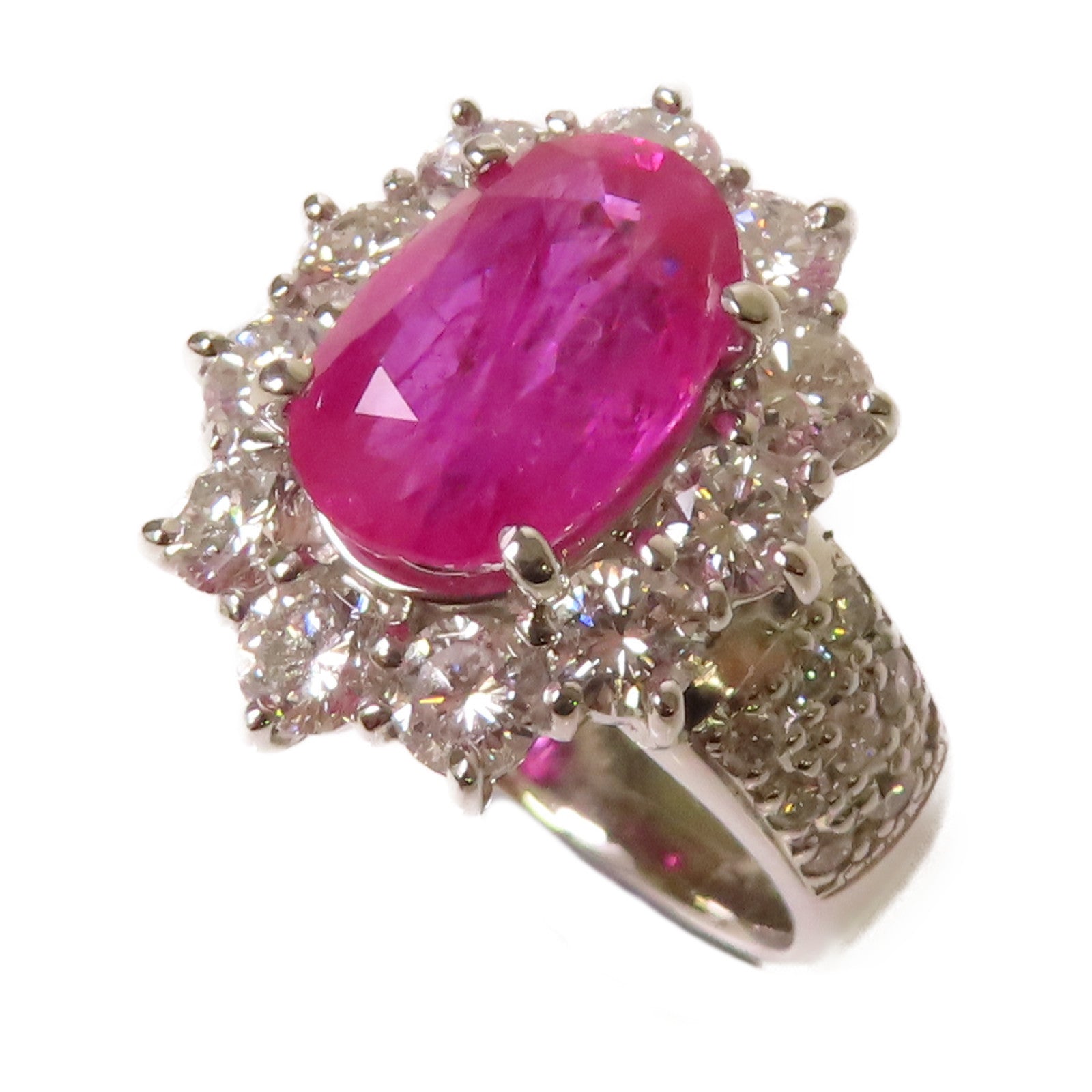 JEWELRY 【激減優惠】PT900鉑金/4.17ct紅寶石/2.12ct鑽石Ruby Ring戒指US#6.75