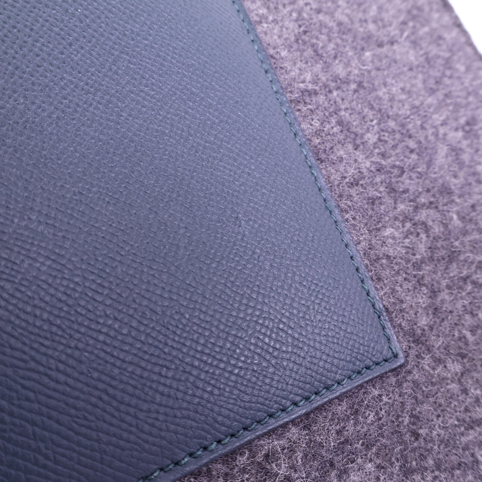 HERMES 【激減優惠】Epsom皮革/羊毛Toodoo Pouch 29手拿包Blue Nuit/Vert Cypre