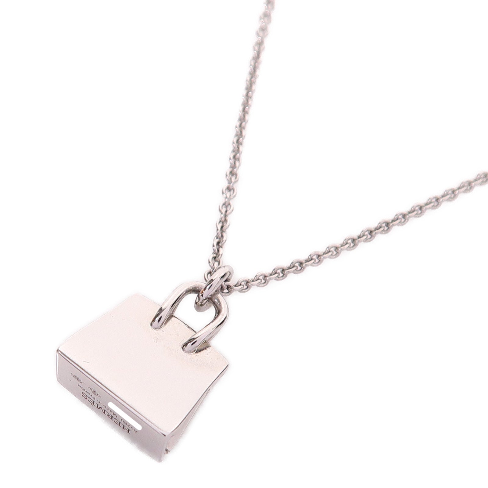 HERMES Amulettes Birkin Pendant Necklace 18K White Gold