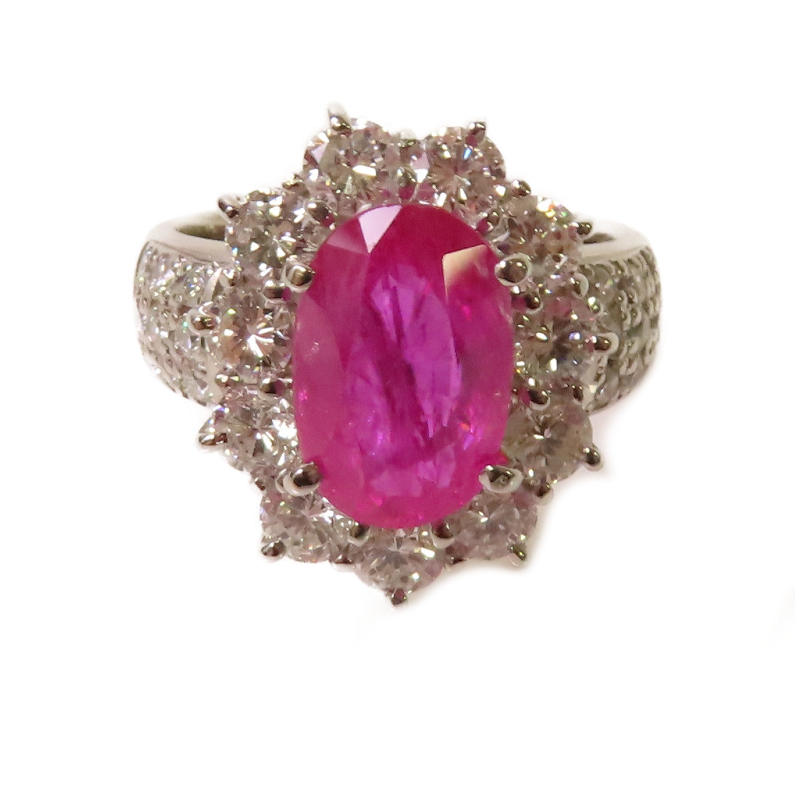 JEWELRY 【激減優惠】PT900鉑金/4.17ct紅寶石/2.12ct鑽石Ruby Ring戒指US#6.75