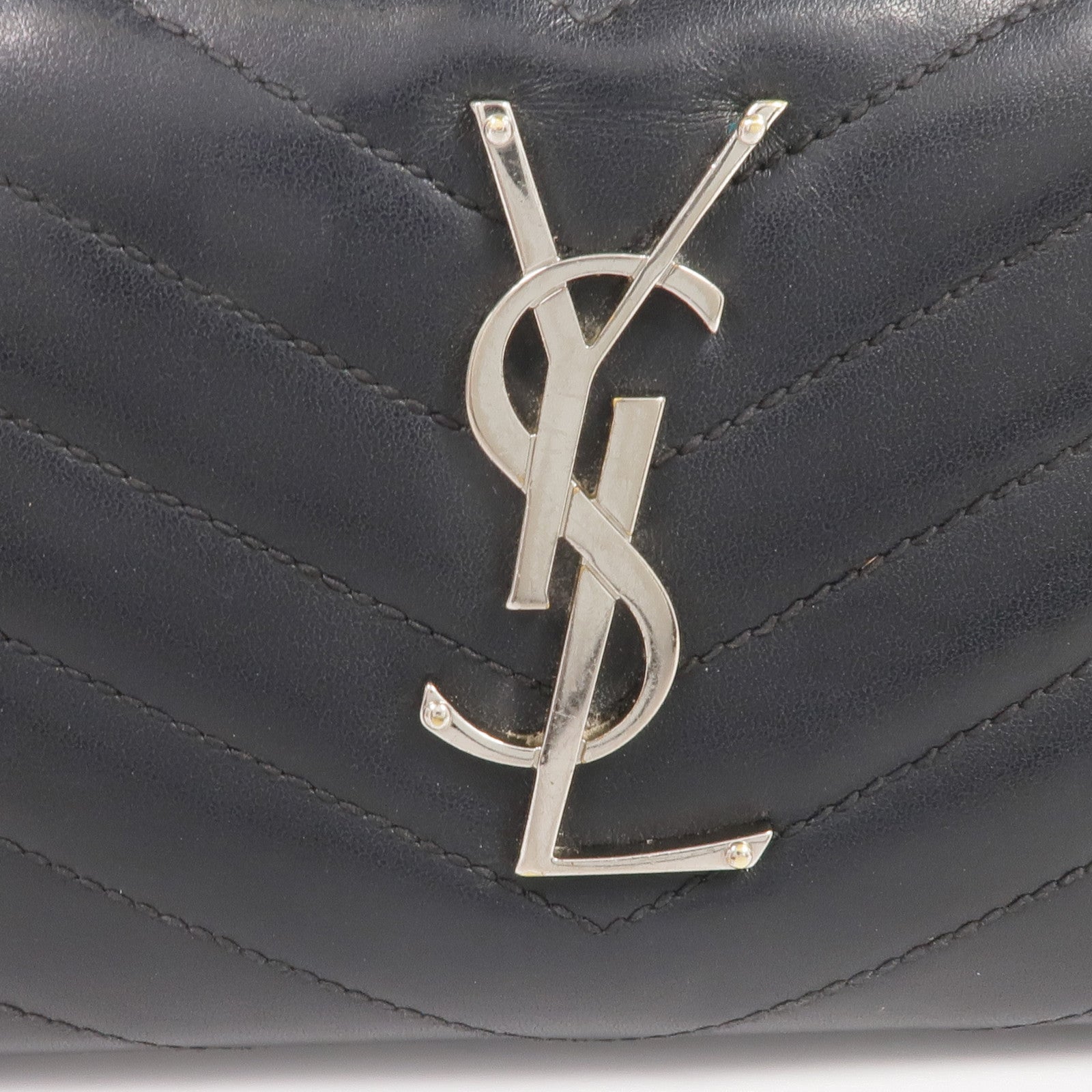 SAINT LAURENT 皮革Long Zipper Wallet銀扣長錢包