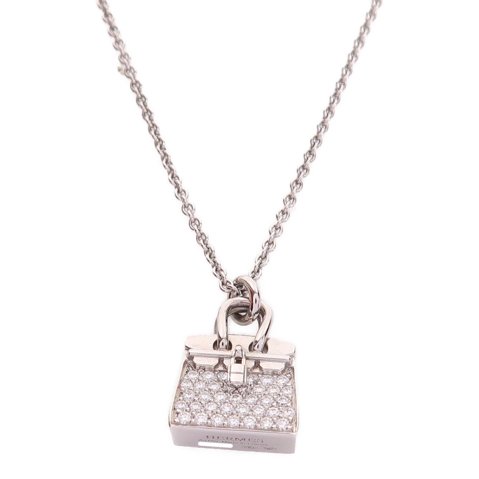 HERMES Amulettes Birkin Pendant Necklace 18K White Gold