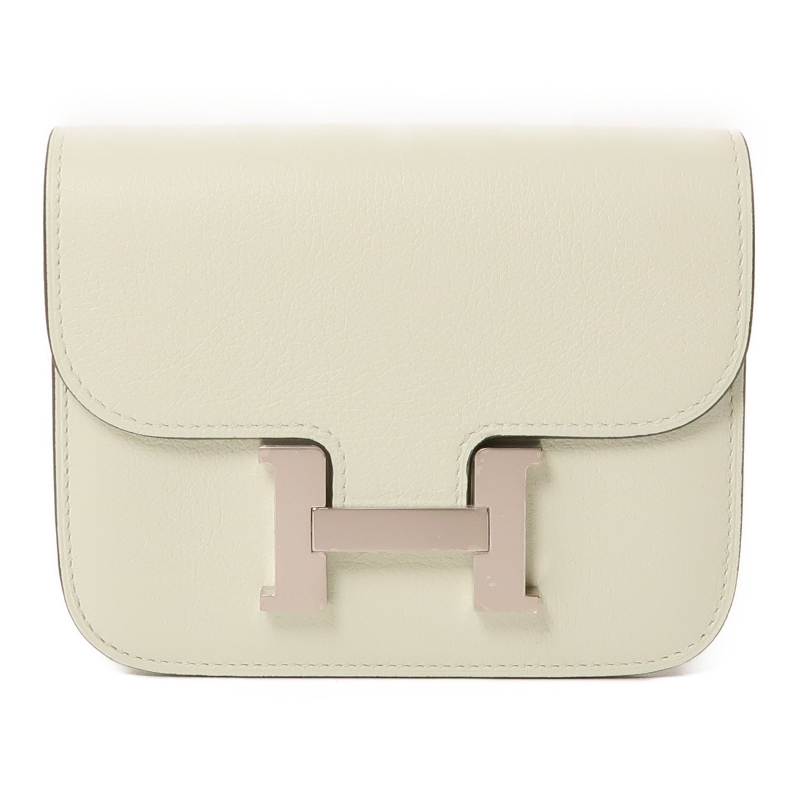 HERMES Evercolor皮革Constance Slim銀扣手拿包綠色
