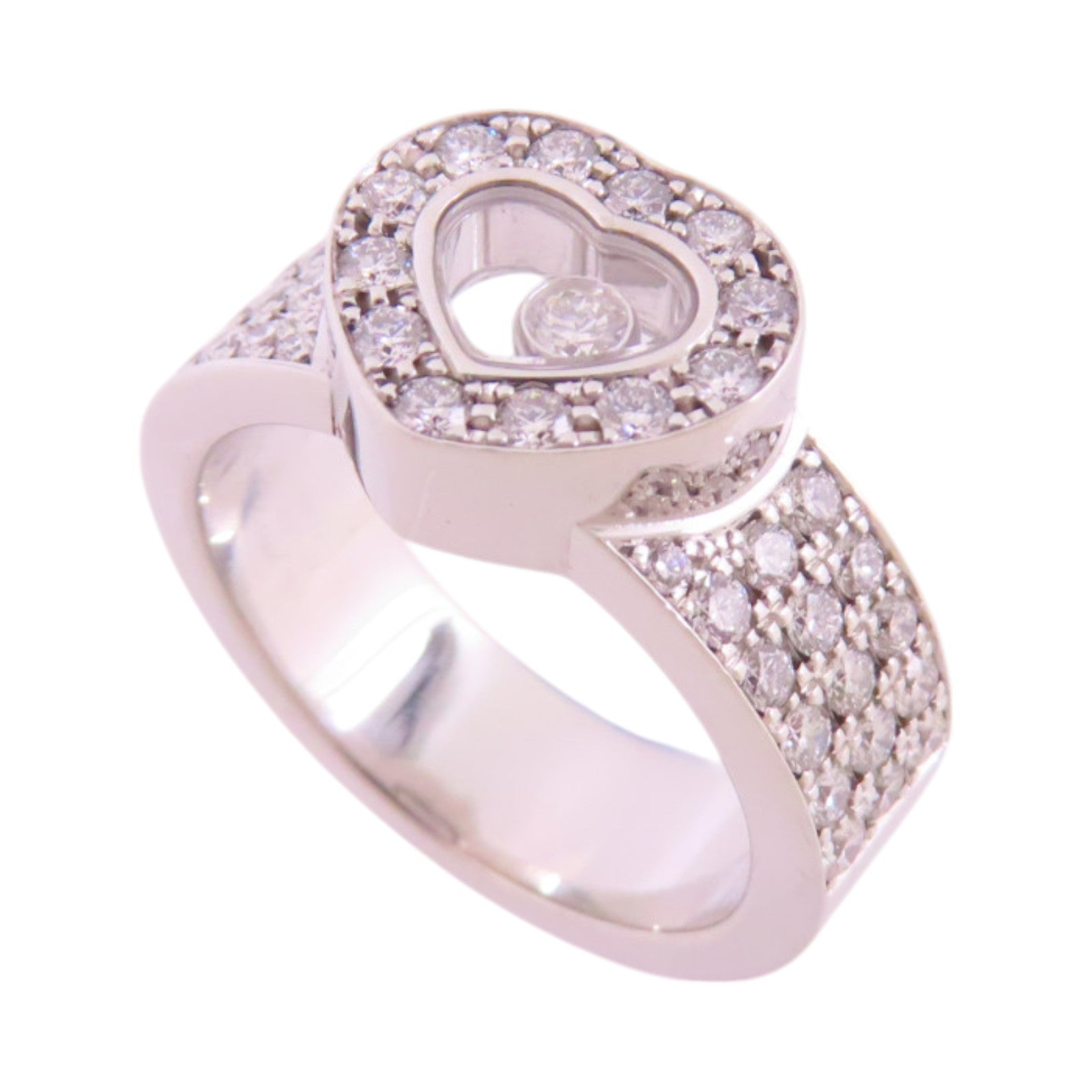 Chopard 18K白金/鑽石Happy Diamonds Heart Ring戒指US#5
