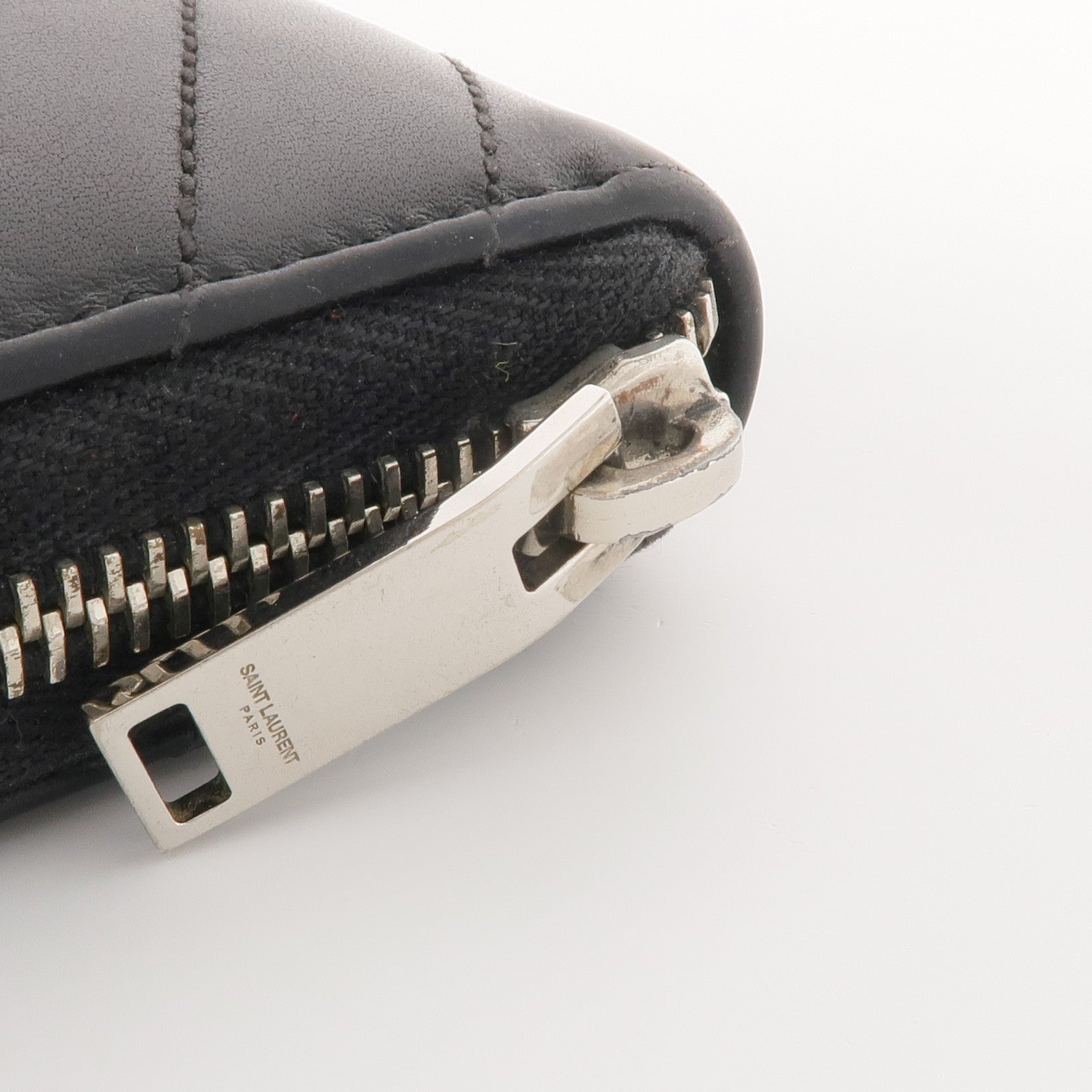 SAINT LAURENT 皮革Long Zipper Wallet銀扣長錢包