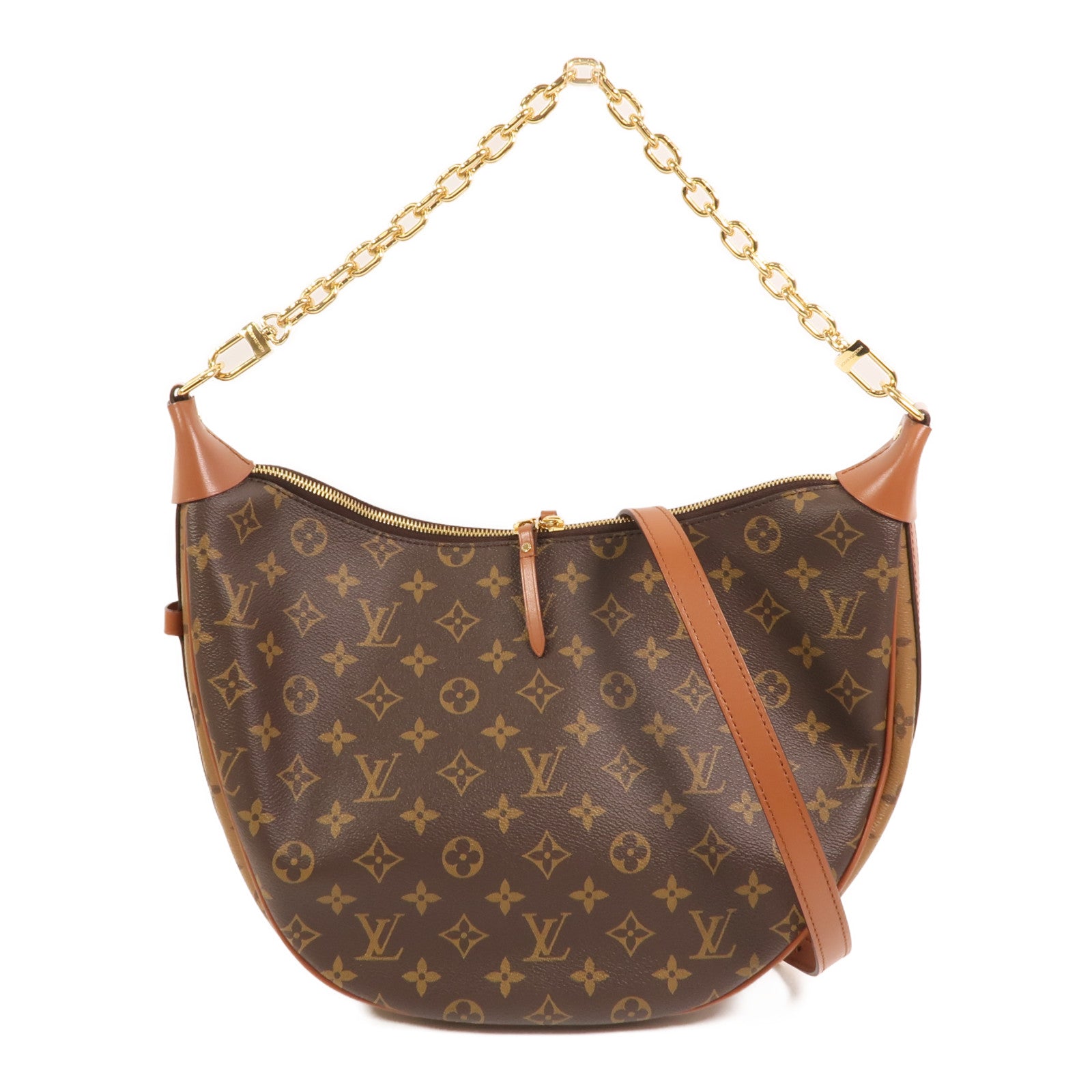 LOUIS VUITTON Monogram Reverse Loop Hobo金扣手挽肩背兩用袋