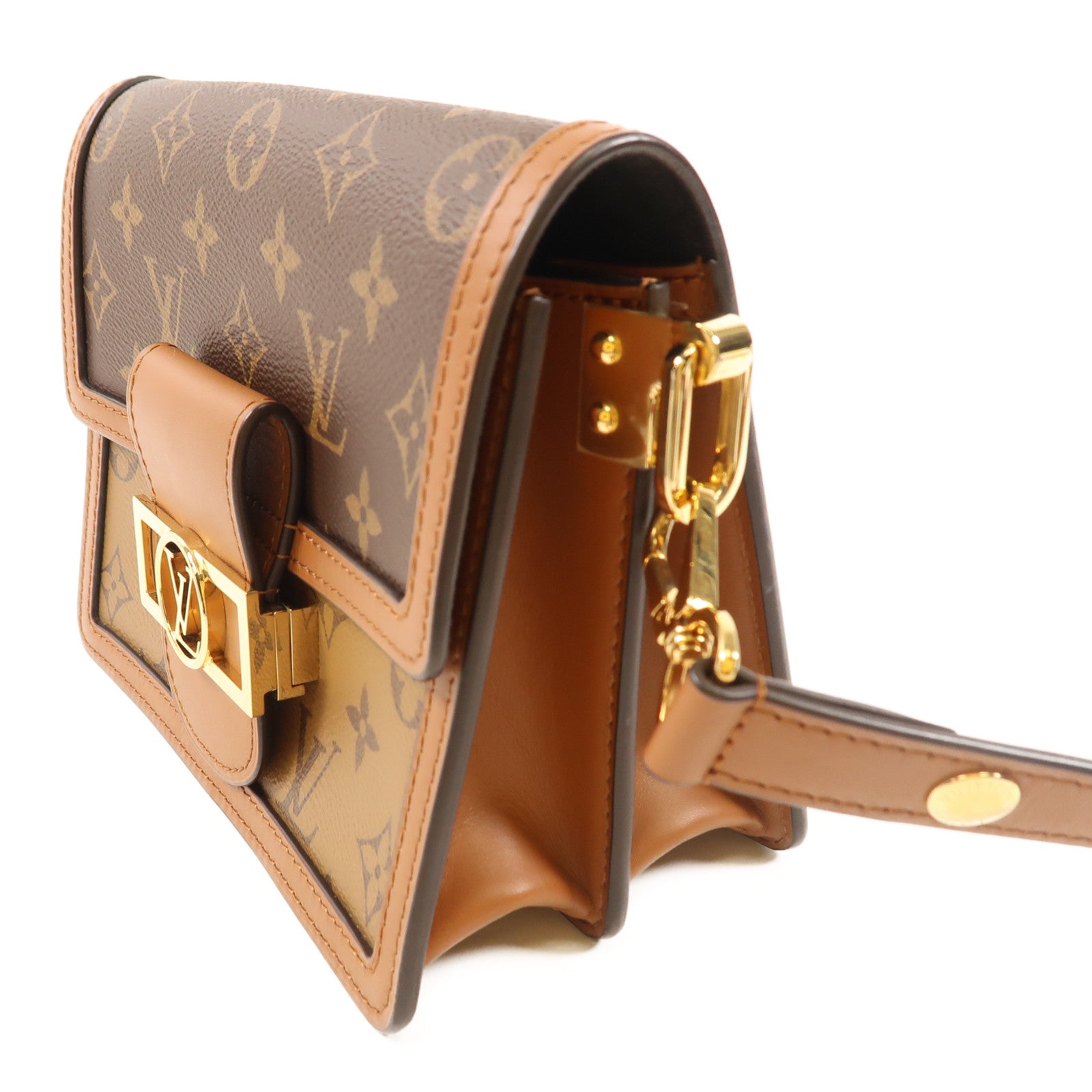 LOUIS VUITTON Monogram Reverse Mini Dauphine金扣肩背袋
