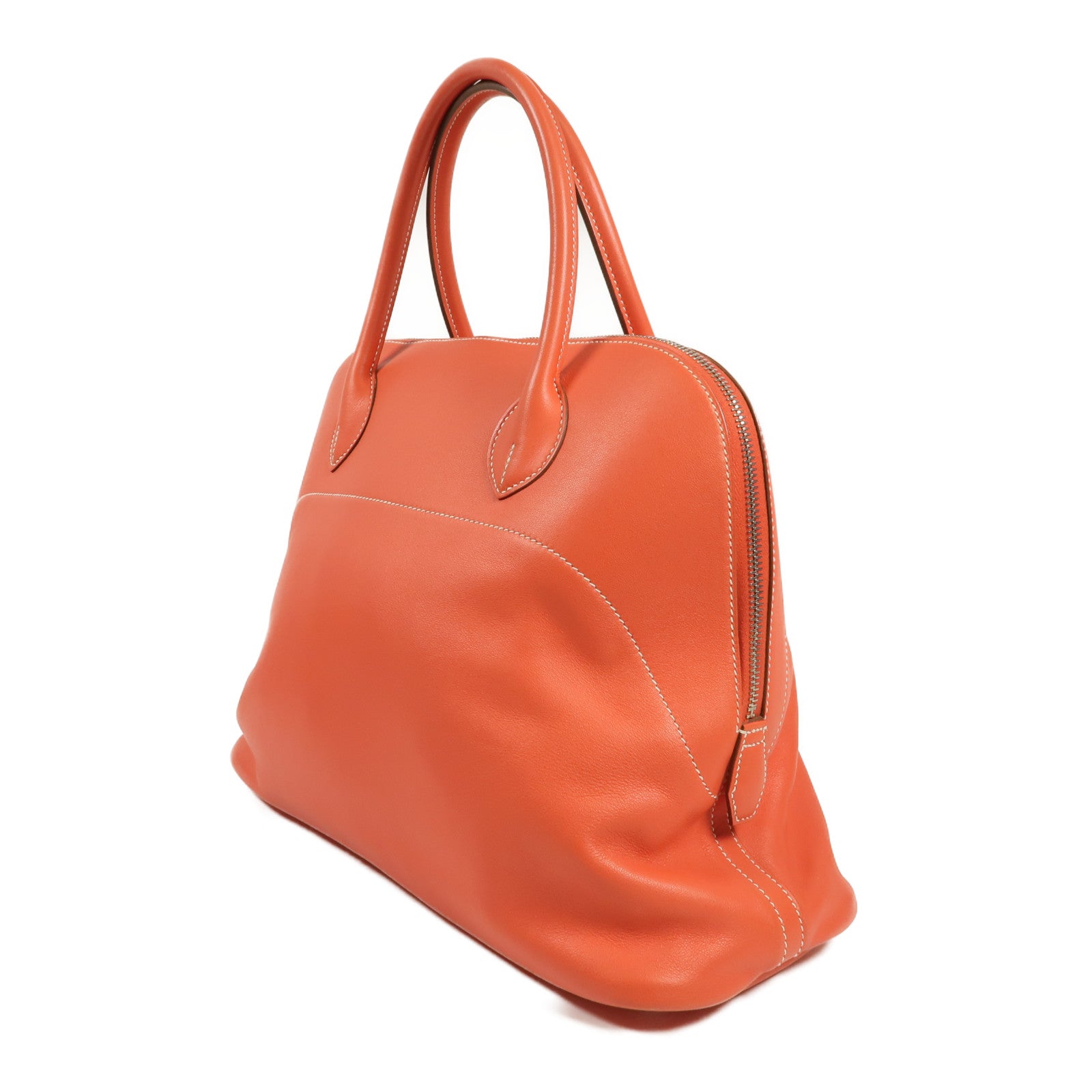 HERMES Sikkim皮革Bolide Relax 35銀扣手挽袋Rose Jaipur