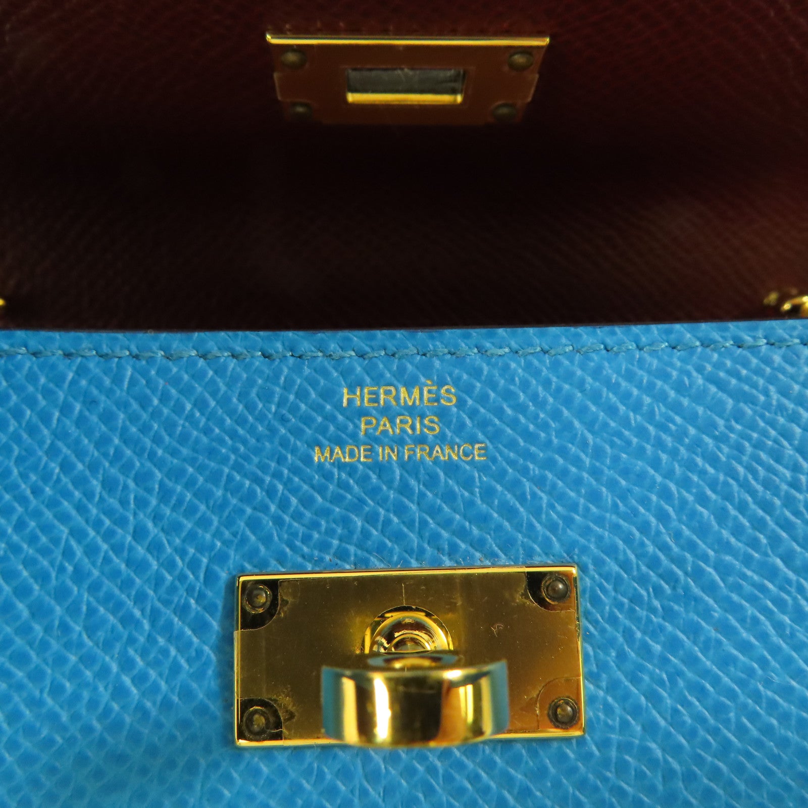 HERMES Epsom皮革Kelly To Go金扣肩背袋Blue Zanzibar