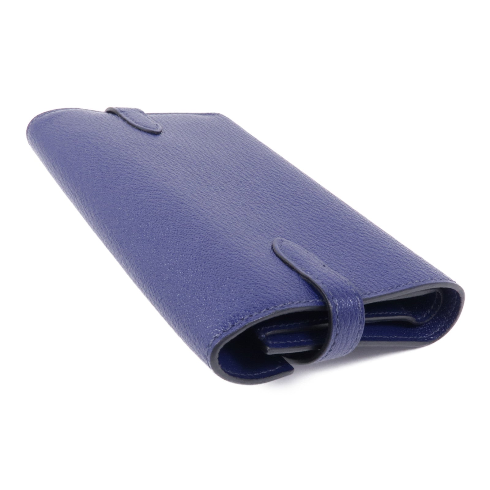 HERMES Chevre皮革Kelly Wallet錢包Bleu Encre