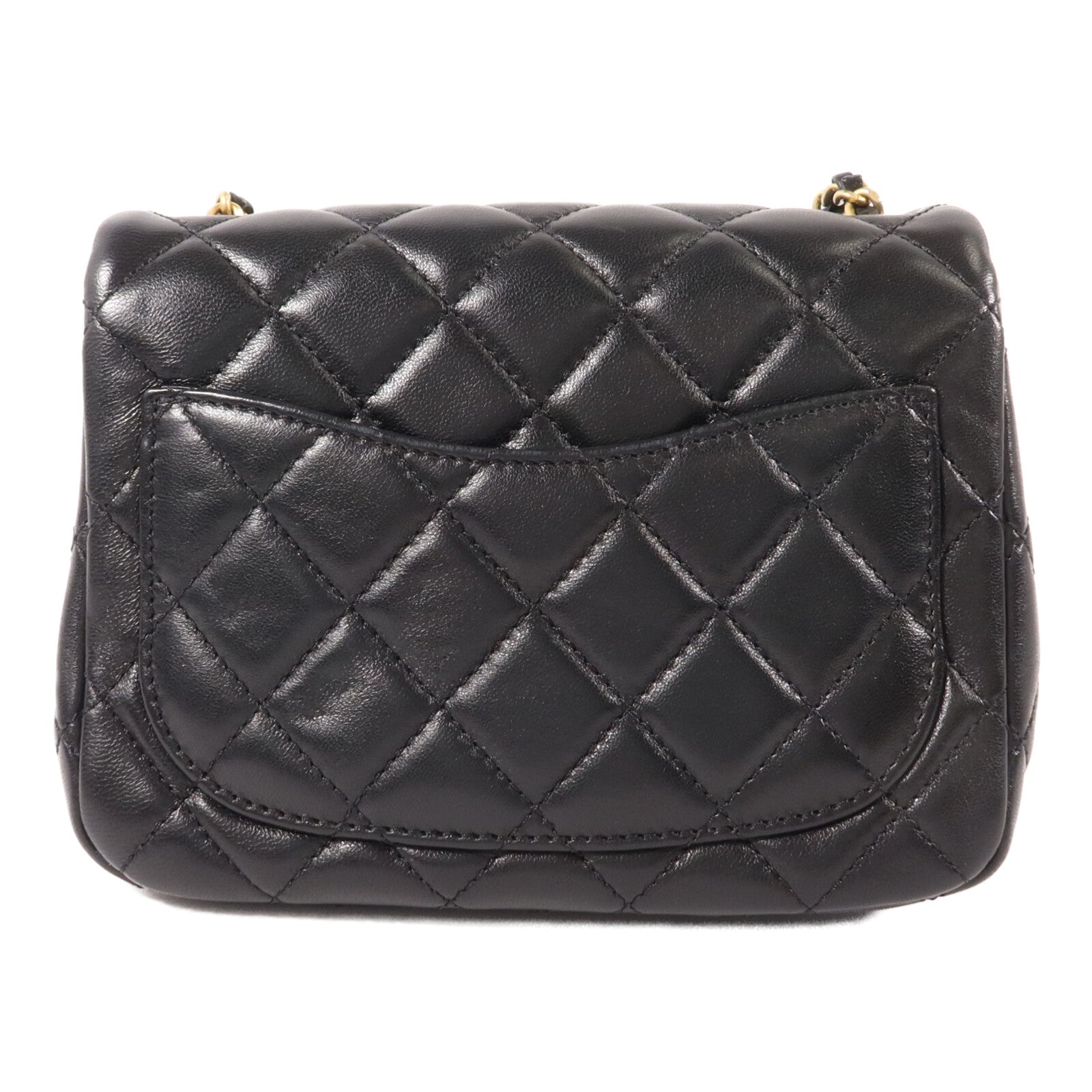 CHANEL 羊皮皮革Mini Classic 17 Gold Ball鏈帶肩背袋