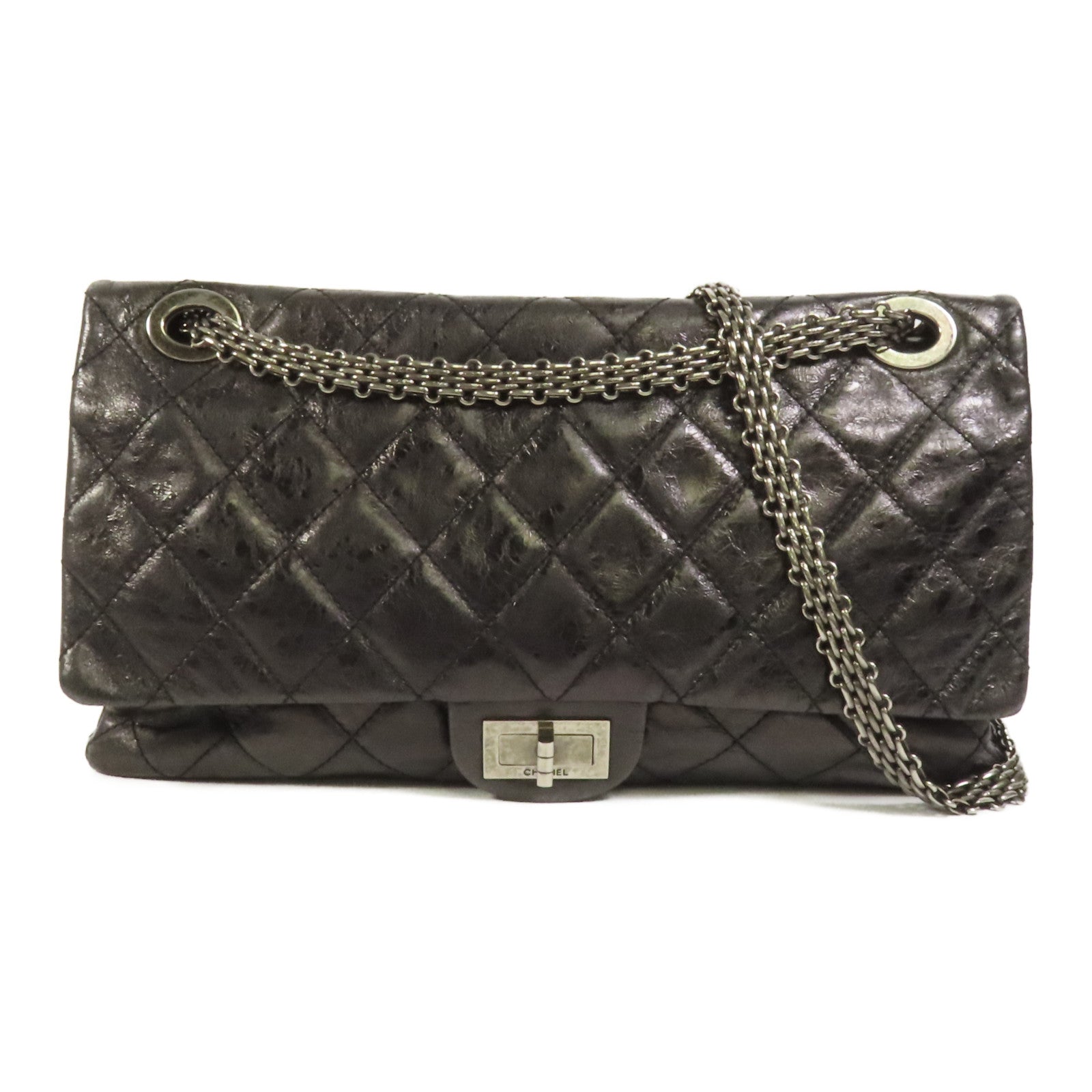 CHANEL 牛皮皮革2.55 Maxi鏈帶肩背袋