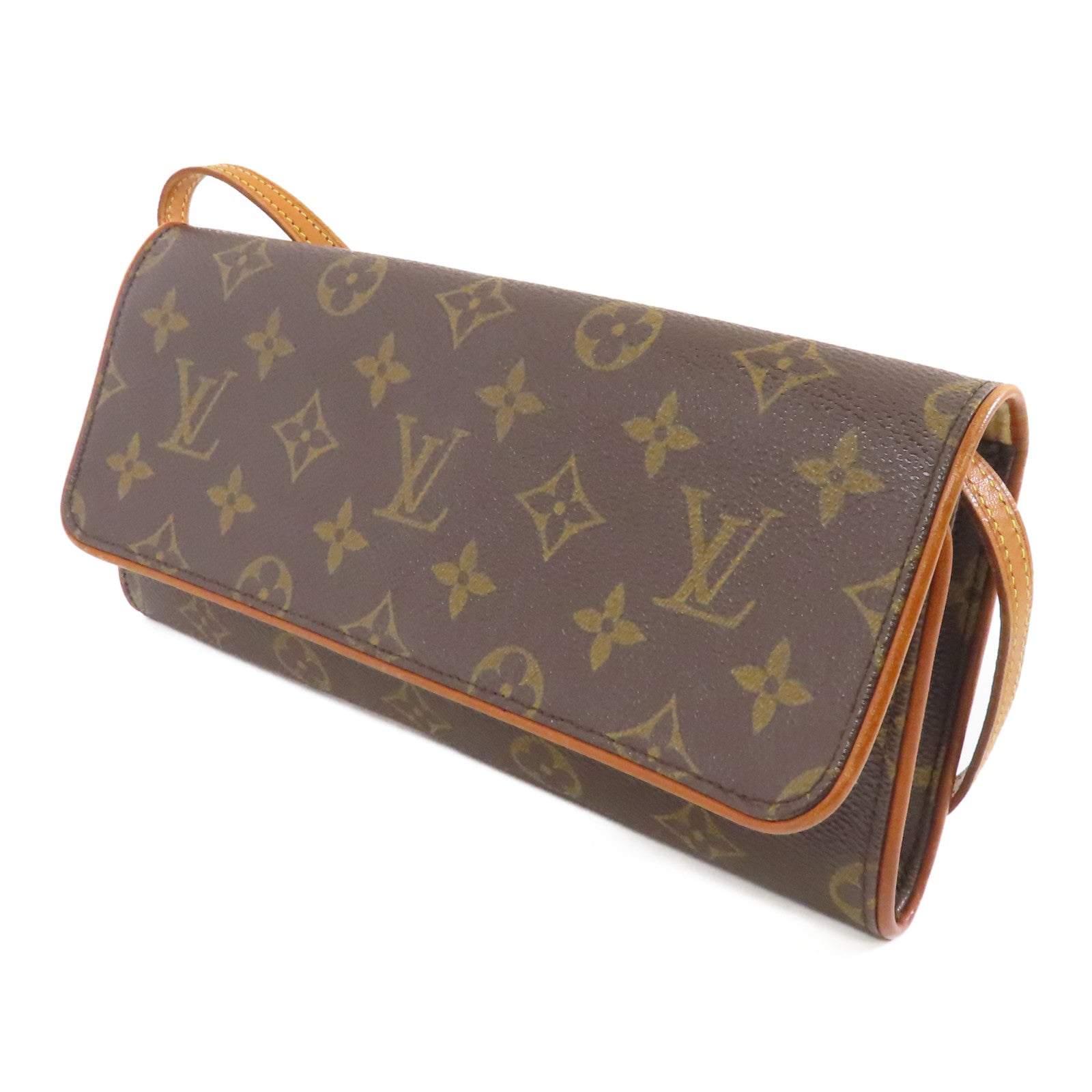 LOUIS VUITTON Monogram Pochette Twin GM金扣肩背袋啡色
