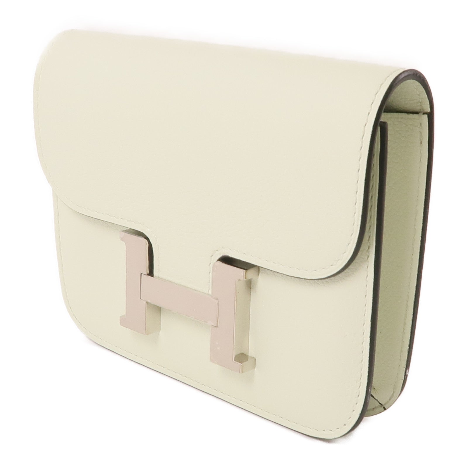 HERMES Evercolor皮革Constance Slim銀扣手拿包綠色