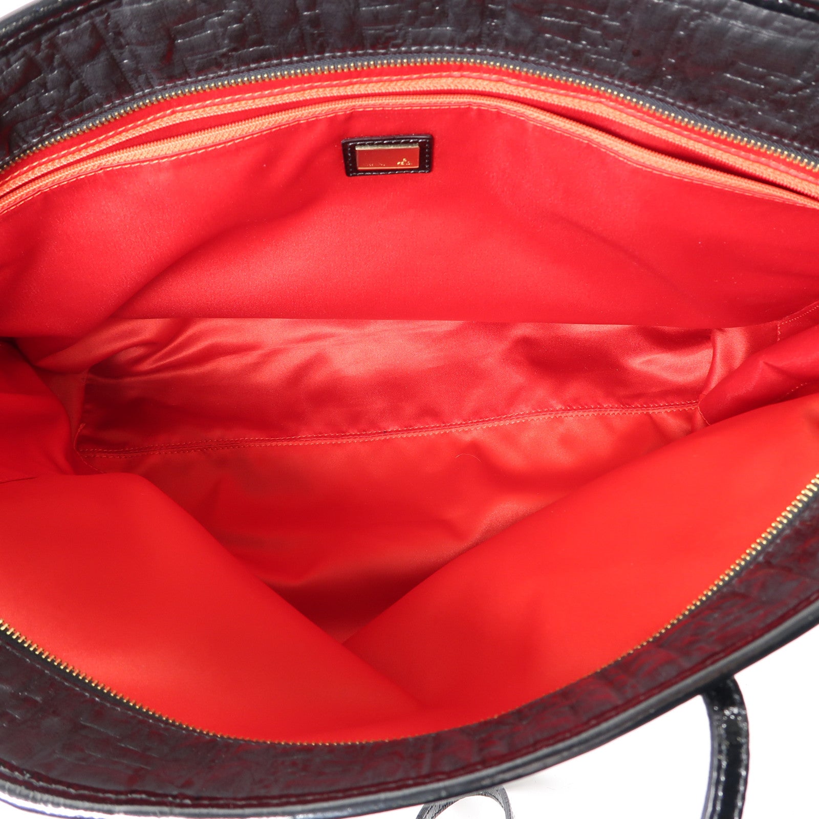 FENDI 牛皮皮革Tote Bag金扣肩背袋黑色