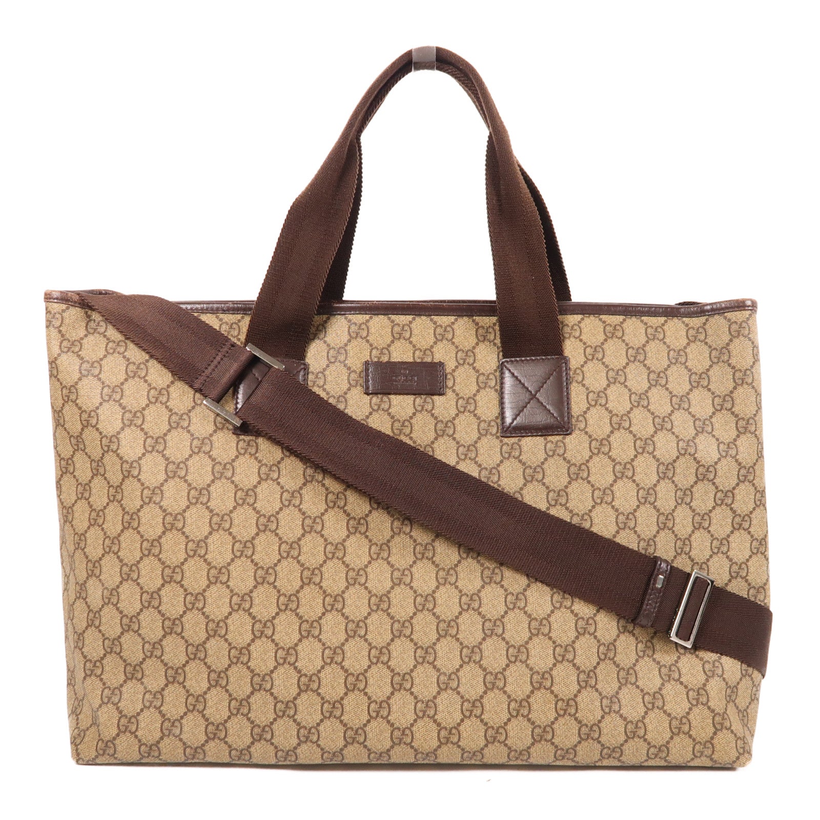 GUCCI 塗層帆布2 Way Shoulder銀扣手挽肩背兩用袋
