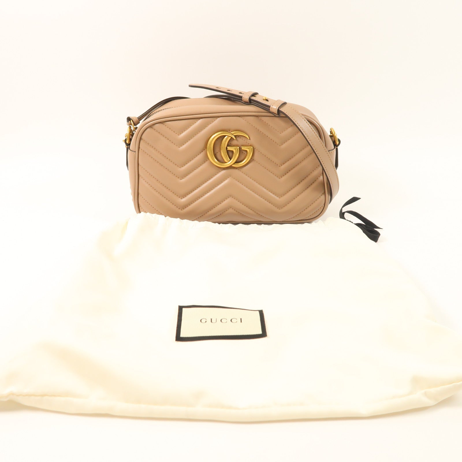 GUCCI 牛皮皮革GG Marmont金扣鏈帶肩背袋