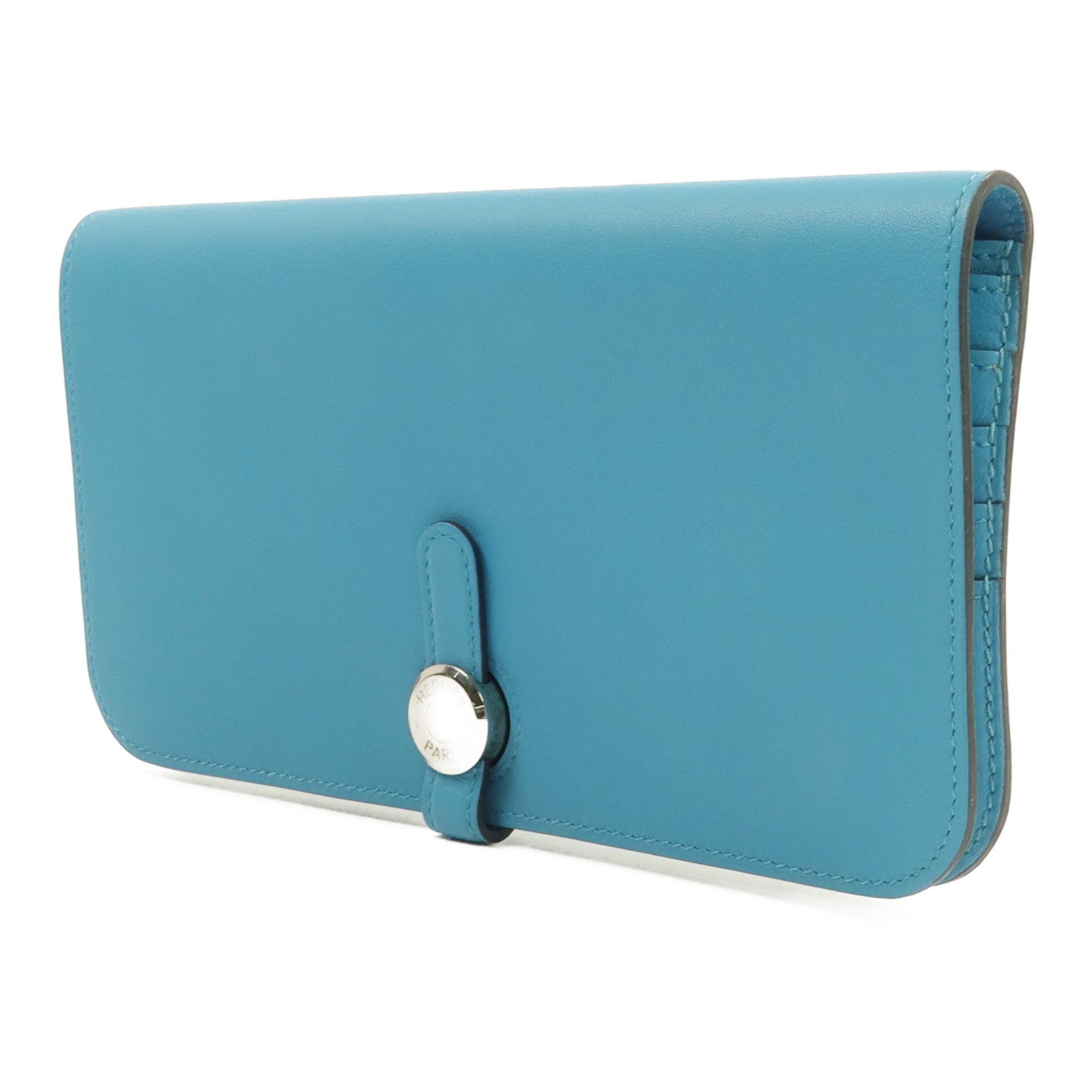 HERMES Swift皮革Dogon GM長錢包Bleu du Nord