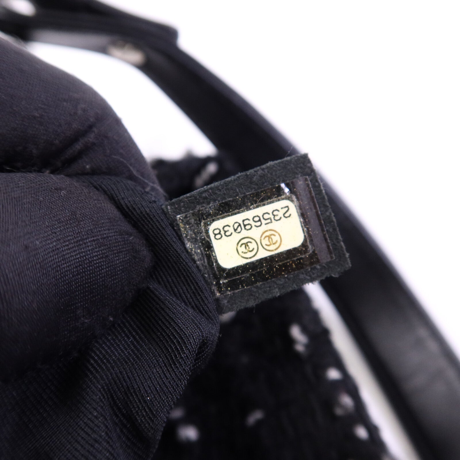 CHANEL Tweed Drawsting Bag銀扣手挽袋