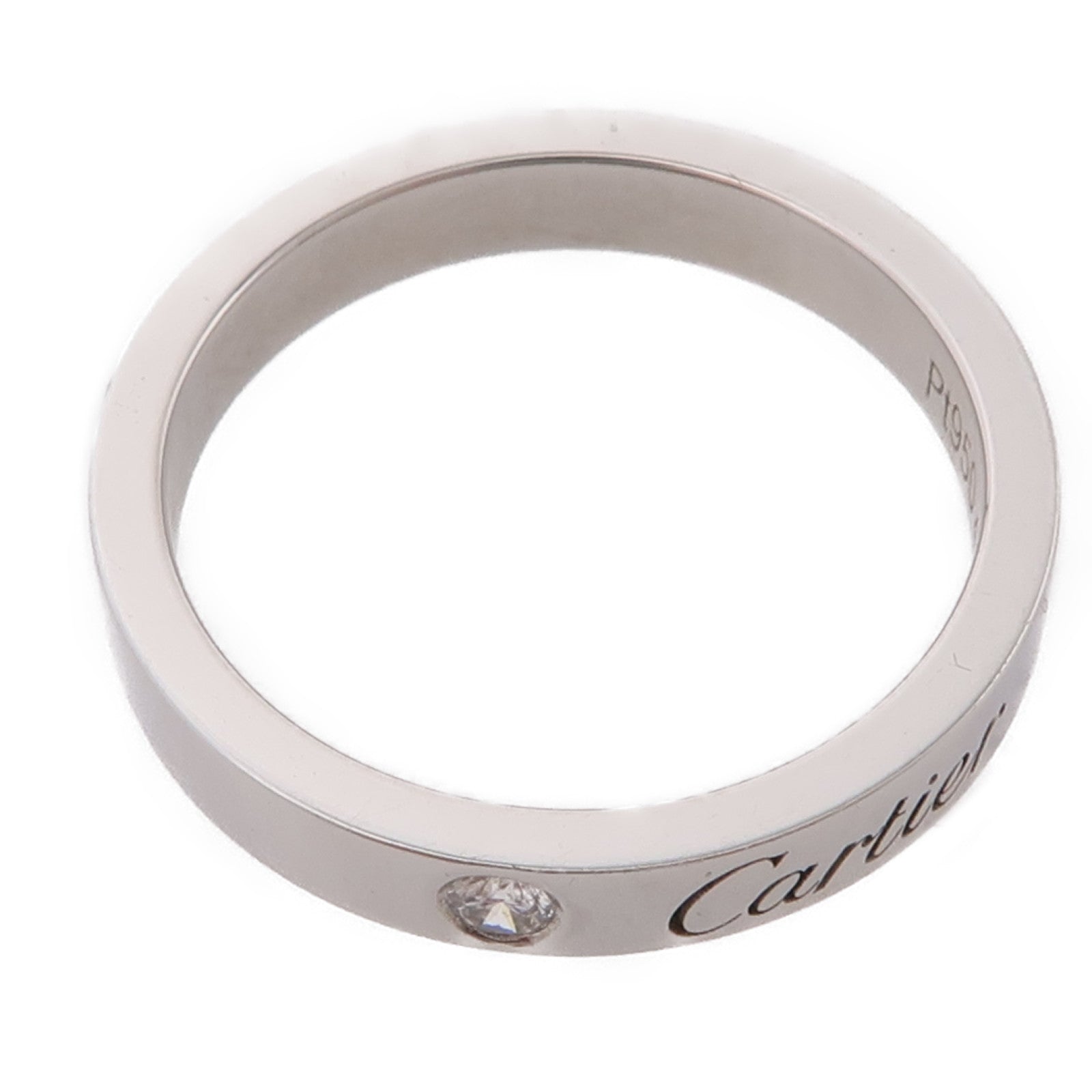CARTIER PT900鉑金Wedding Ring鑽石戒指Cartier#49/US#4.75