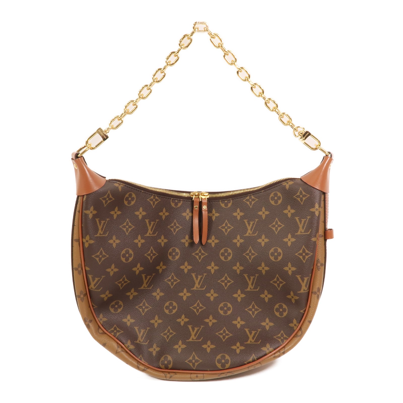 LOUIS VUITTON Monogram Reverse Loop Hobo金扣手挽肩背兩用袋