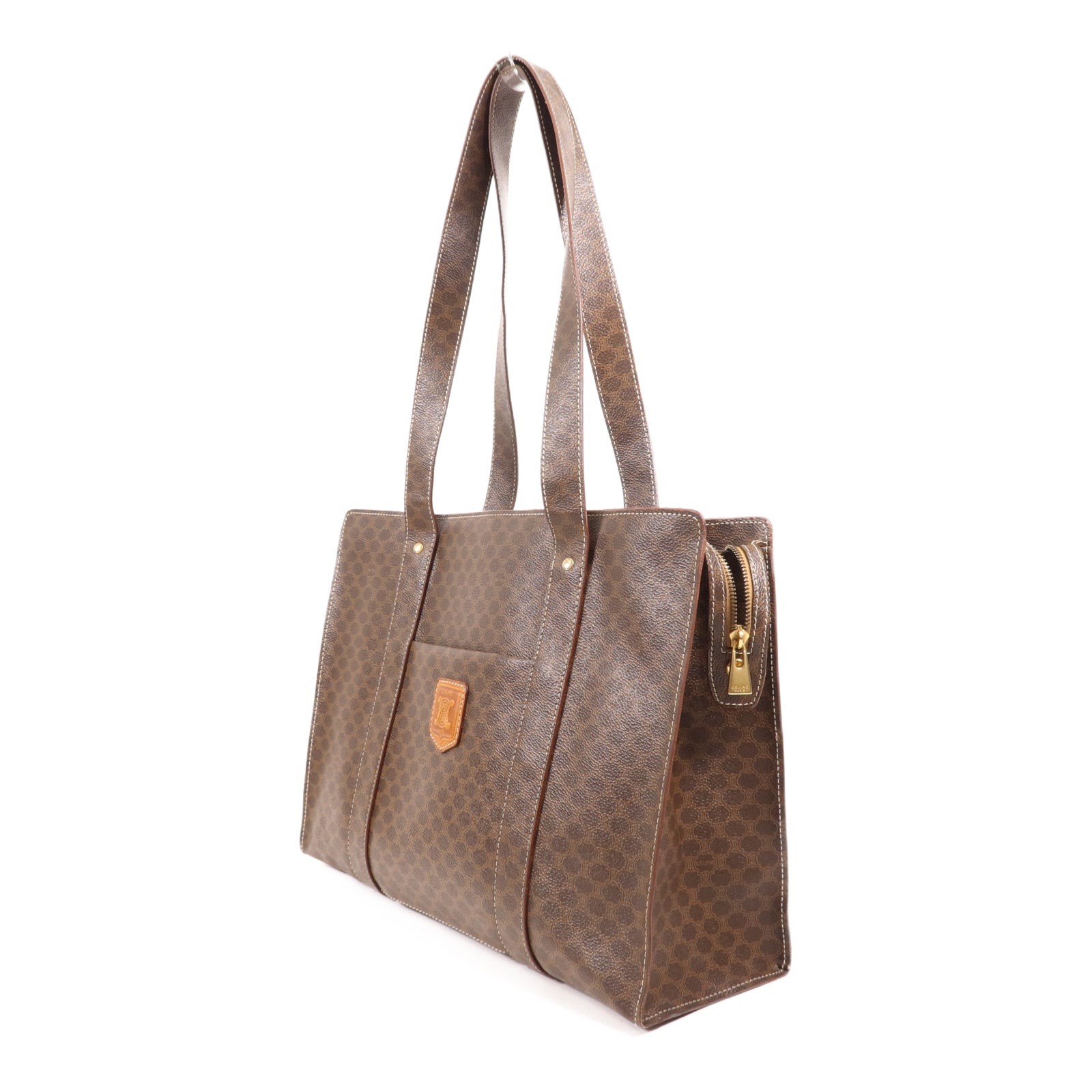 CELINE 塗層帆布Vintage Tote Bag金扣肩背袋