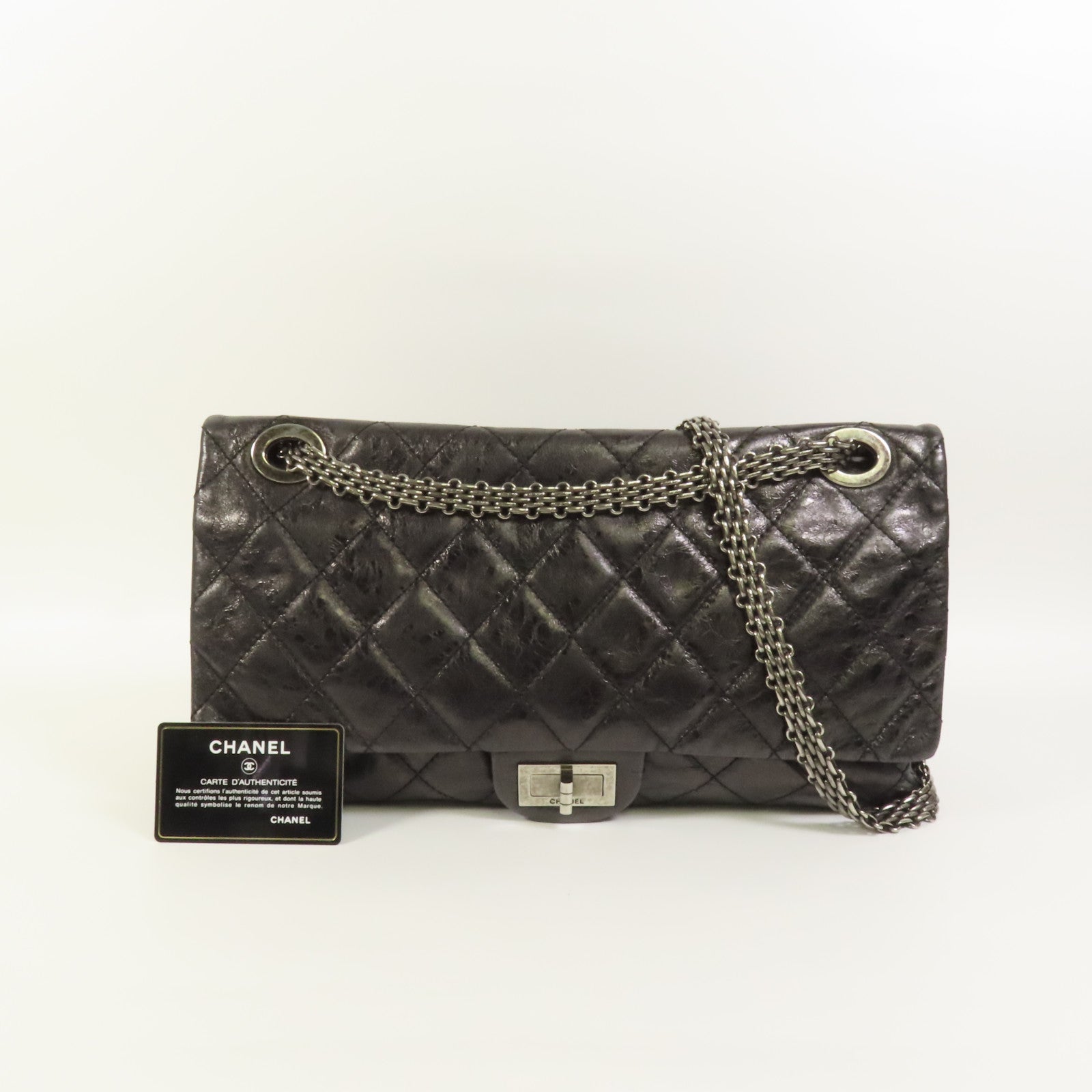 CHANEL 牛皮皮革2.55 Maxi鏈帶肩背袋