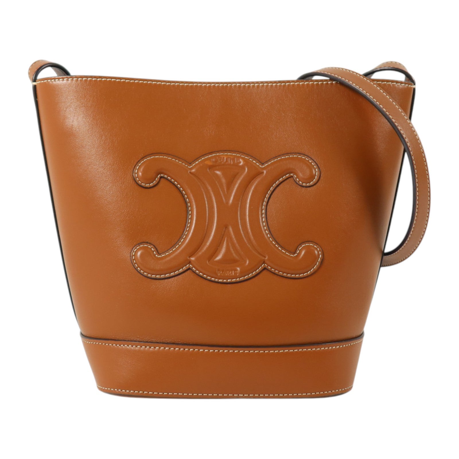 CELINE 【激減優惠】牛皮皮革Small Cuir Triomphe Bucket金扣肩背袋