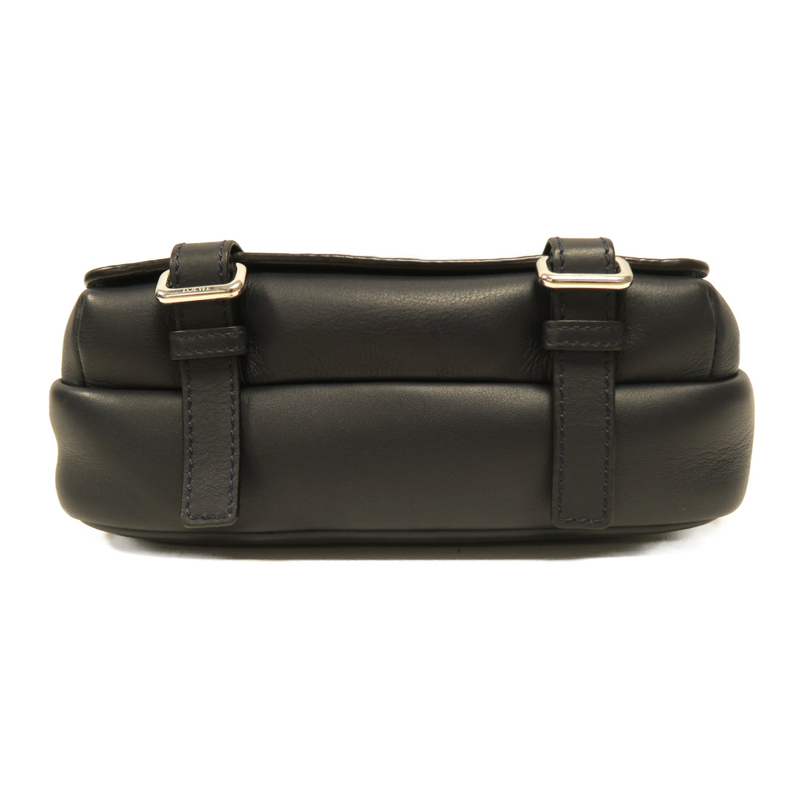 LOEWE 【激減優惠】牛皮皮革Military Messenger銀扣肩背袋深藍色