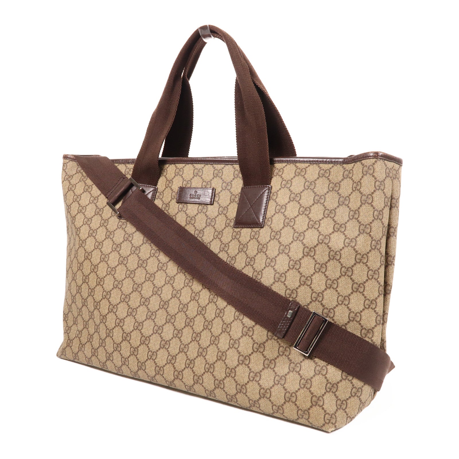 GUCCI 塗層帆布2 Way Shoulder銀扣手挽肩背兩用袋