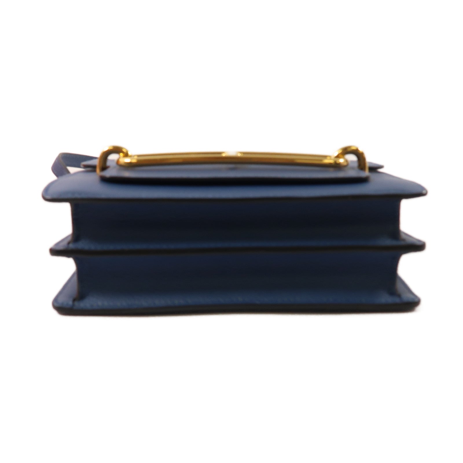 HERMES Evercolor皮革Mini Roulis金扣肩背袋Bleu Agate/藍色