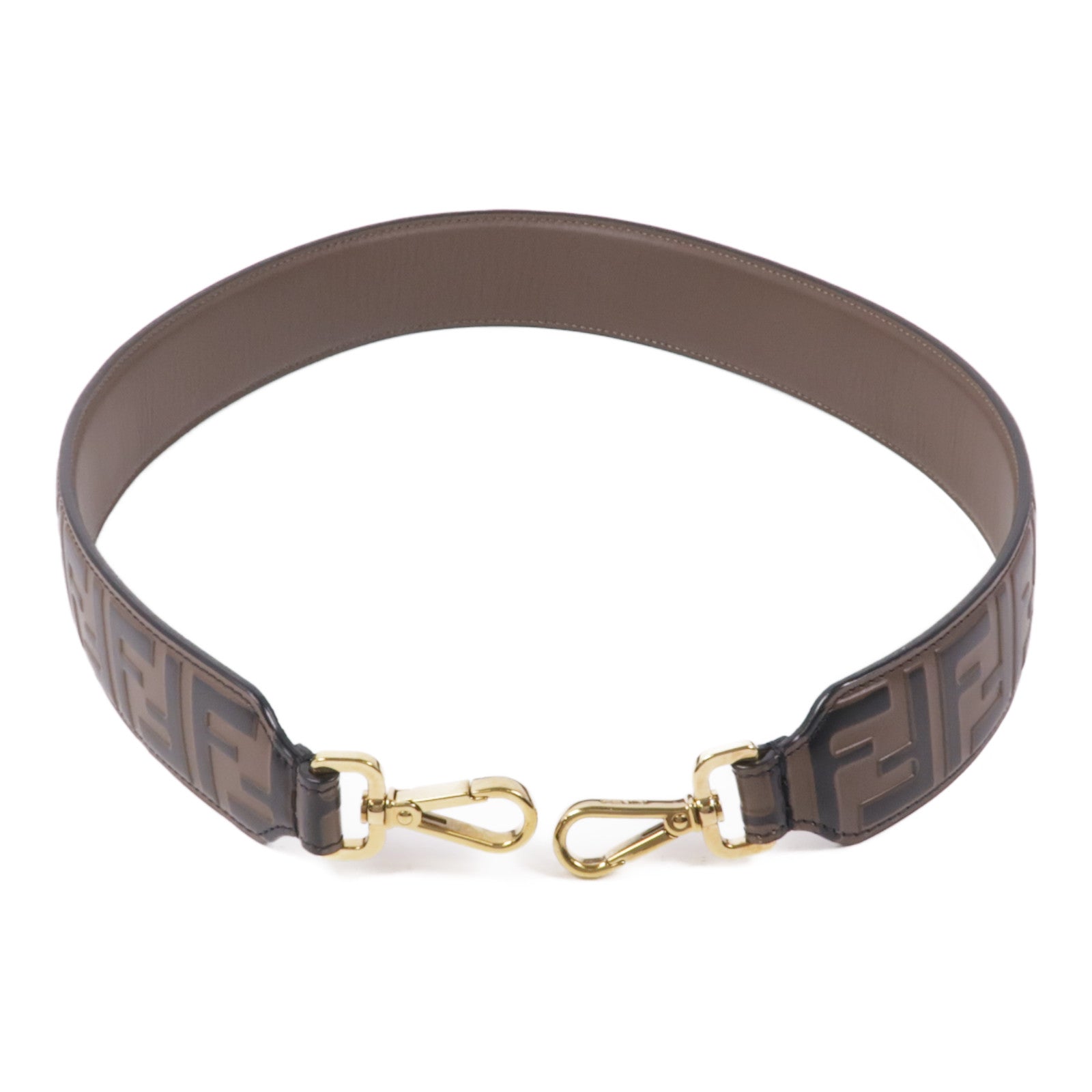 FENDI GHW Shoulder Strap Calfskin Leather Brown