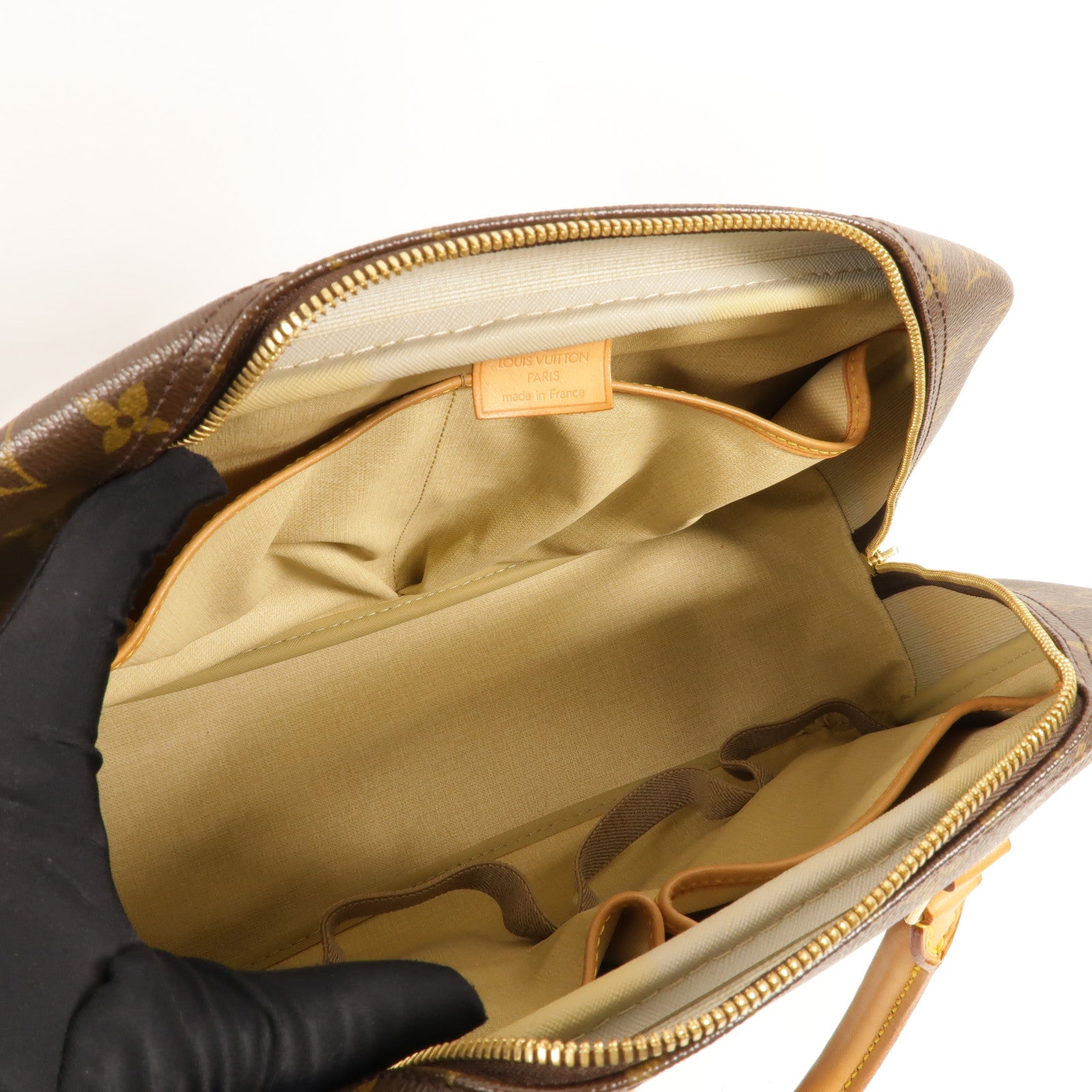 LOUIS VUITTON Monogram Deauville金扣手挽袋棕色