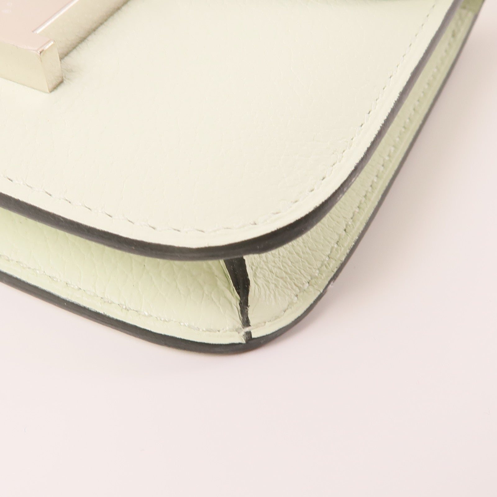 HERMES Evercolor皮革Constance Slim銀扣手拿包綠色