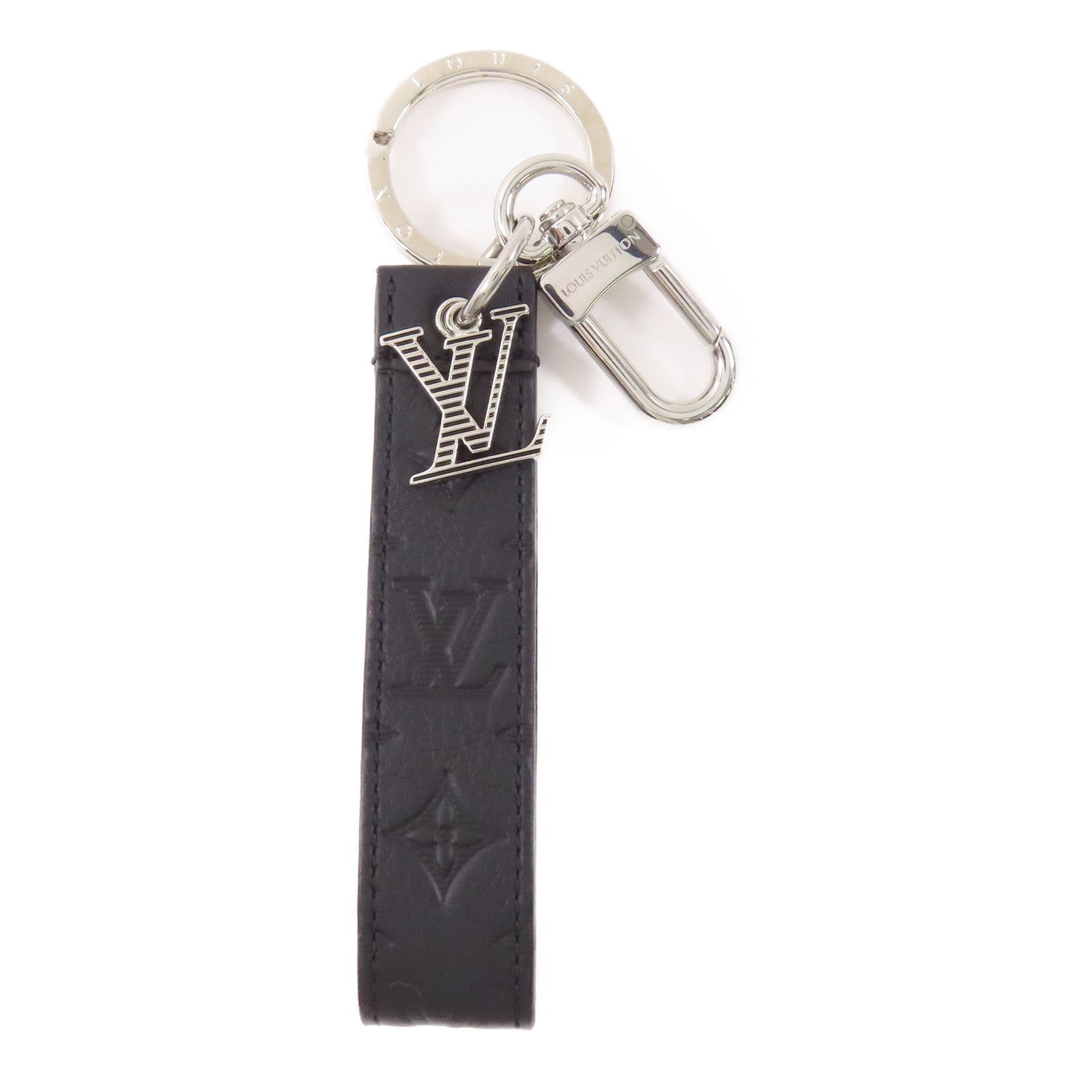 LOUIS VUITTON Monogram Shadow Dragonne銀扣鎖匙扣