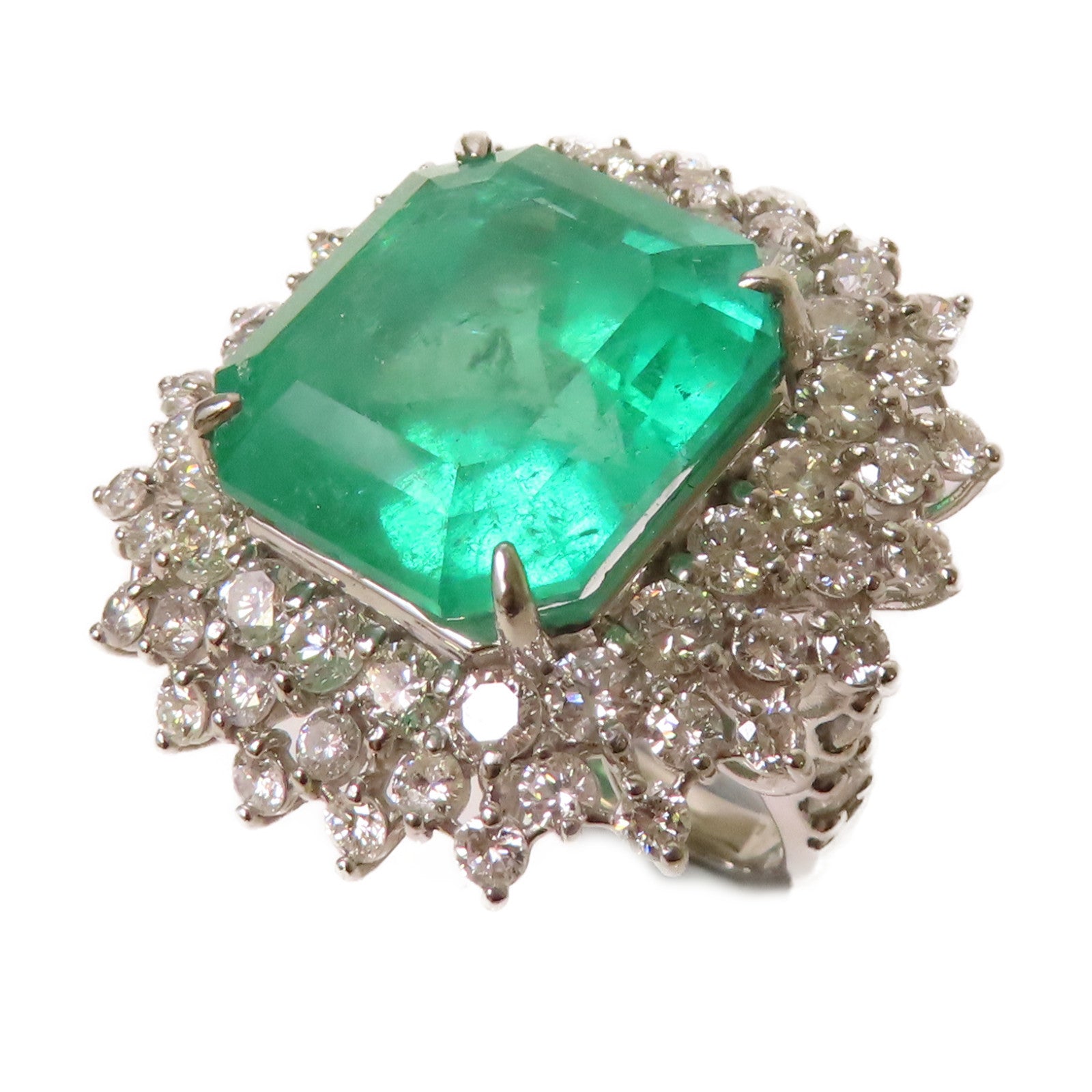JEWELRY 【激減優惠】PT950鉑金/16.176ct綠寶石/3.94ct鑽石Emerald Ring戒指US#5.75