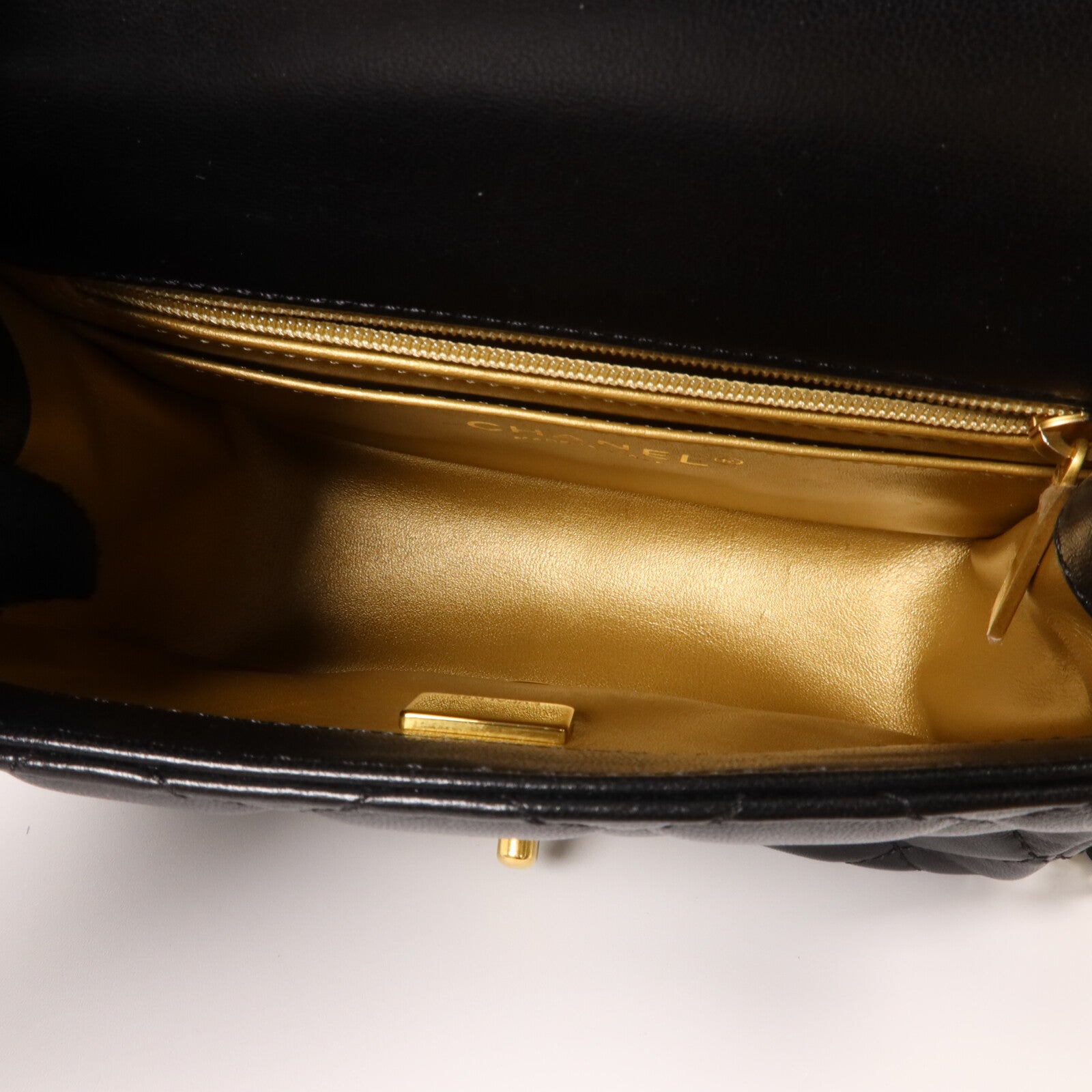 CHANEL 羊皮皮革Mini Classic 17 Gold Ball鏈帶肩背袋