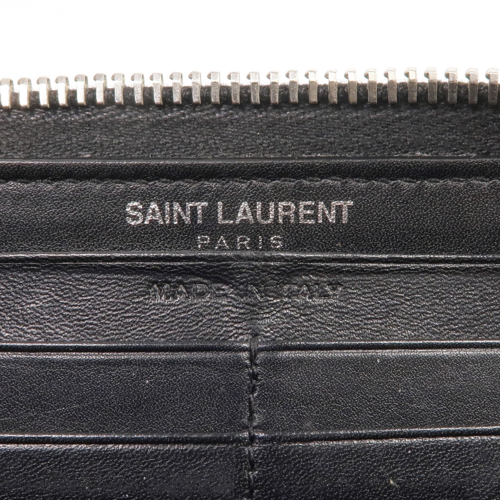 SAINT LAURENT 皮革Long Zipper Wallet銀扣長錢包