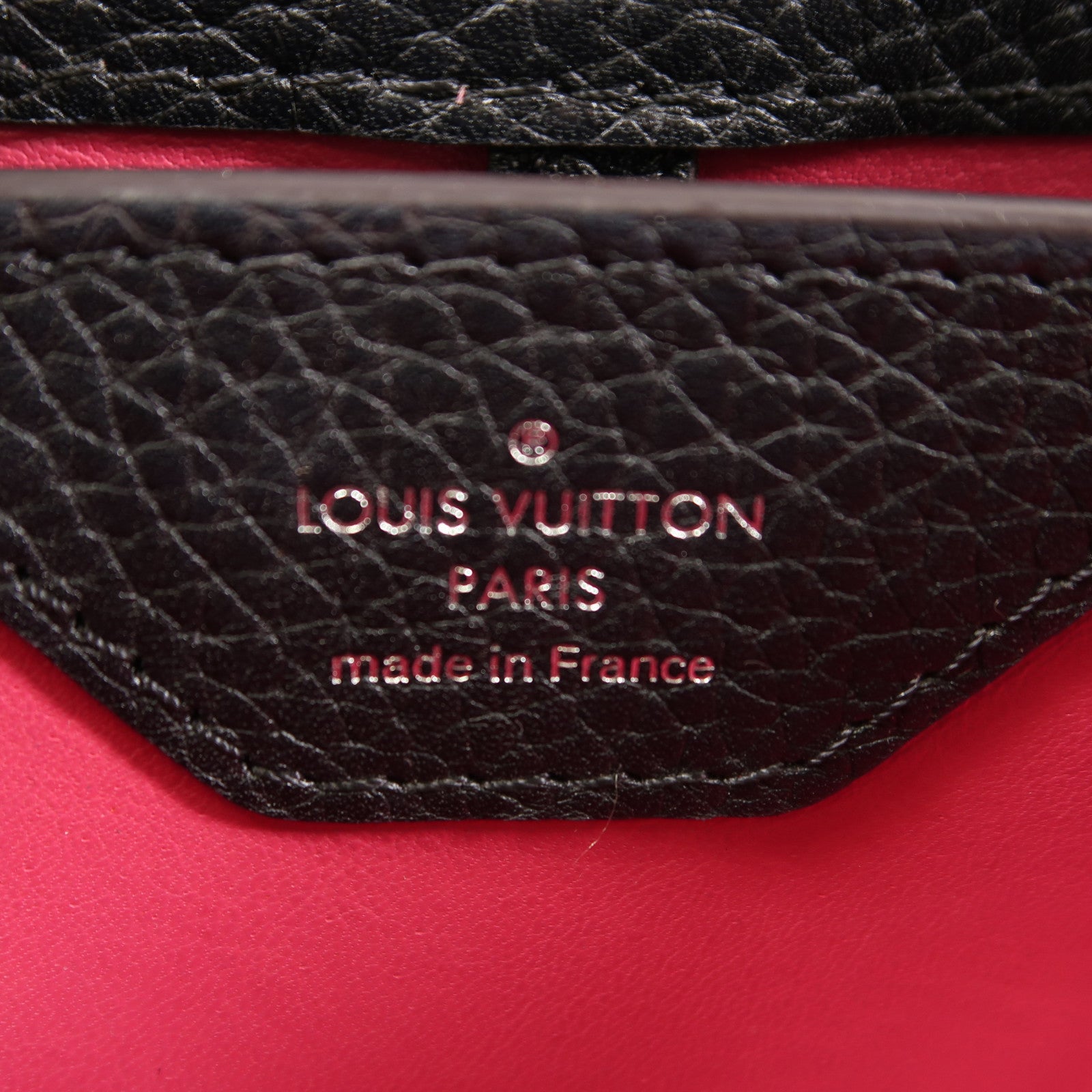 LOUIS VUITTON 牛皮皮革Capucines銀扣手挽肩背兩用袋黑色