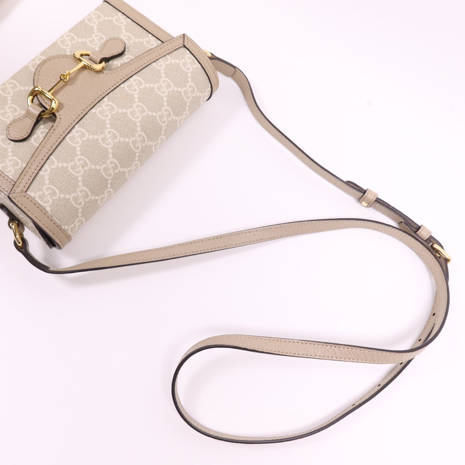 GUCCI 塗層帆布Horsebit 1955 Mini金扣肩背袋